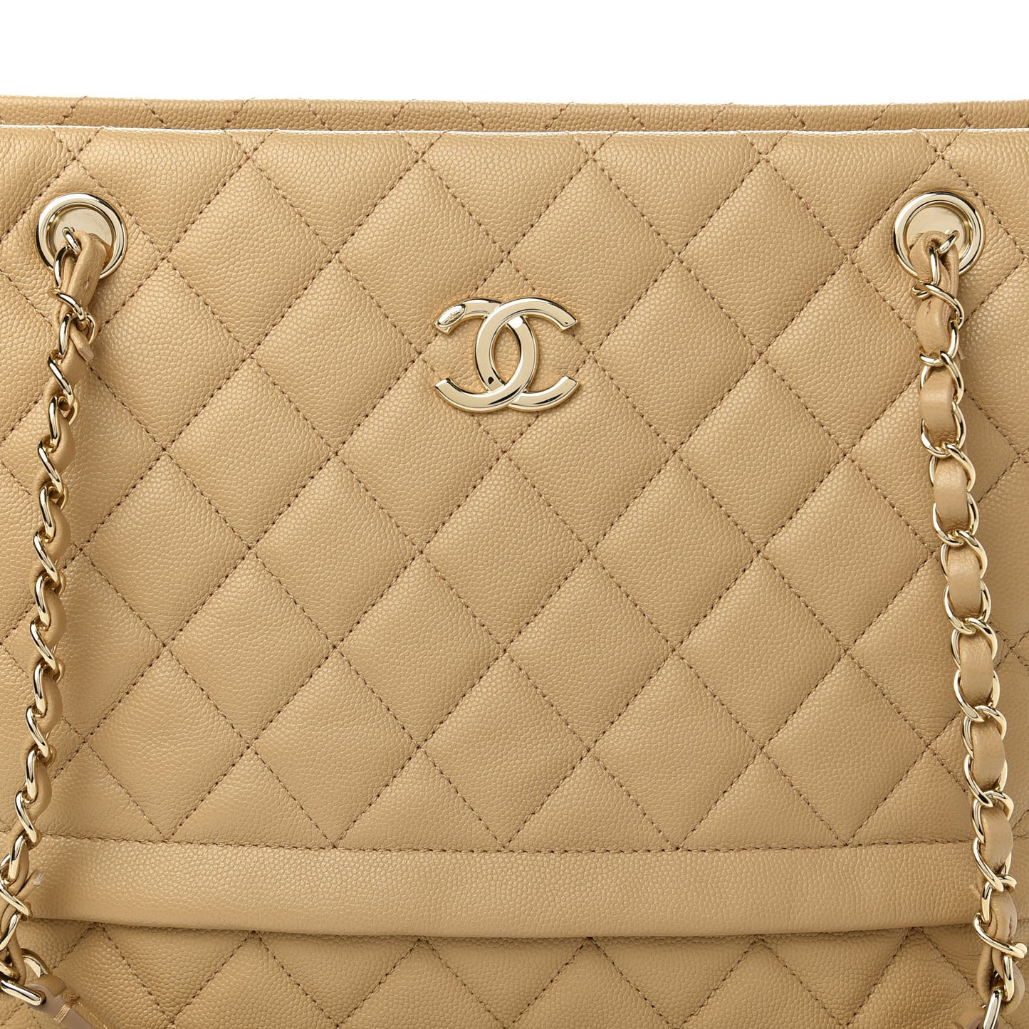 Caviar Quilted Rolled Up Tote Beige