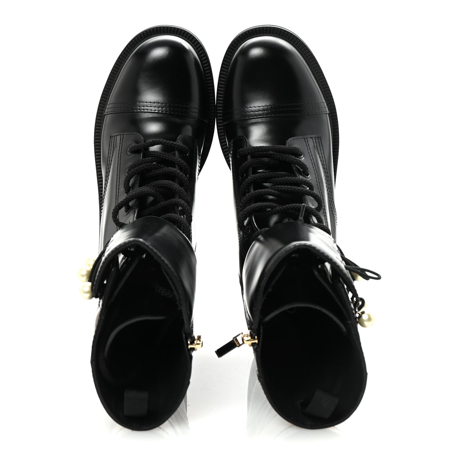 Christian Dior Calfskin Pearl D-Strike Ankle Boots 40 Black 2 of 9