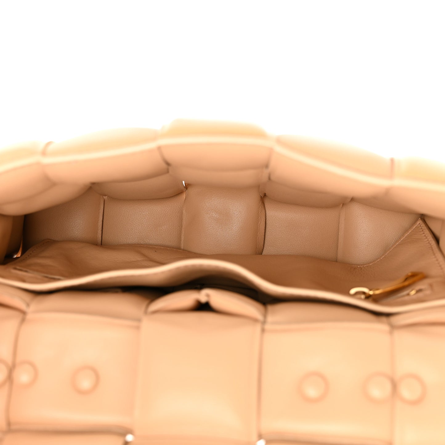 Lambskin Maxi Intreccio Padded Chain Cassette Crossbody Bag Almond