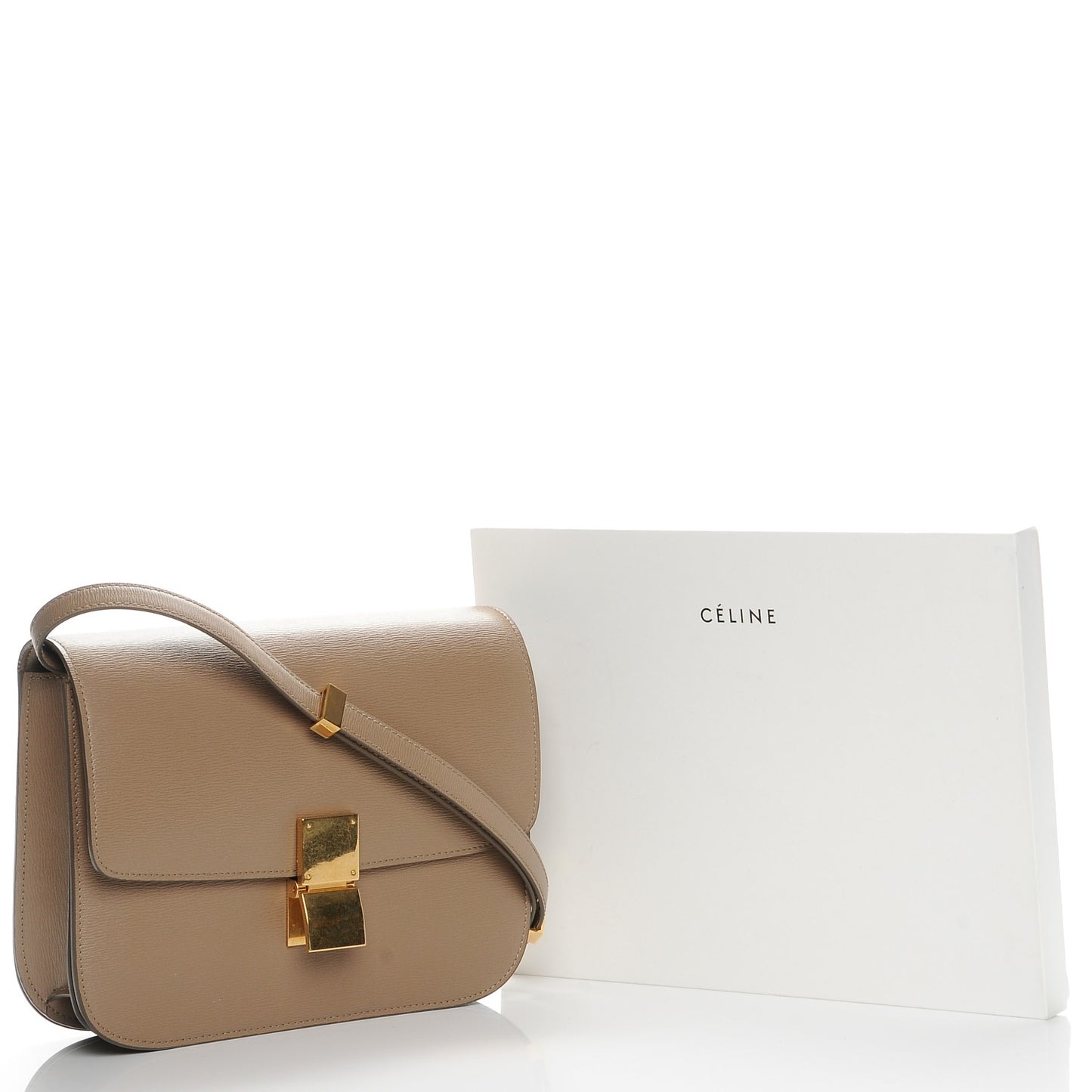 Liege Calfskin Medium Classic Box Flap Bag Taupe