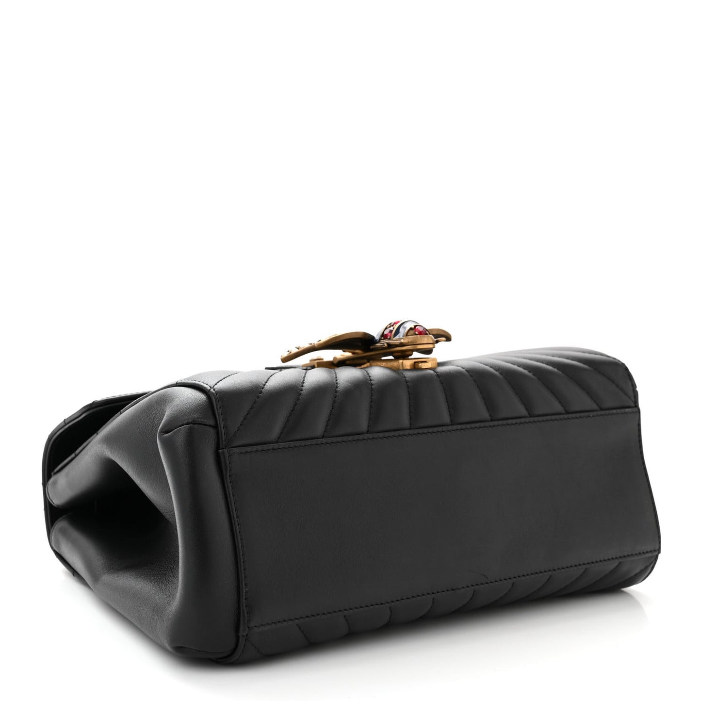 Calfskin Bamboo Trapuntata Queen Margaret Top Handle Bag Black