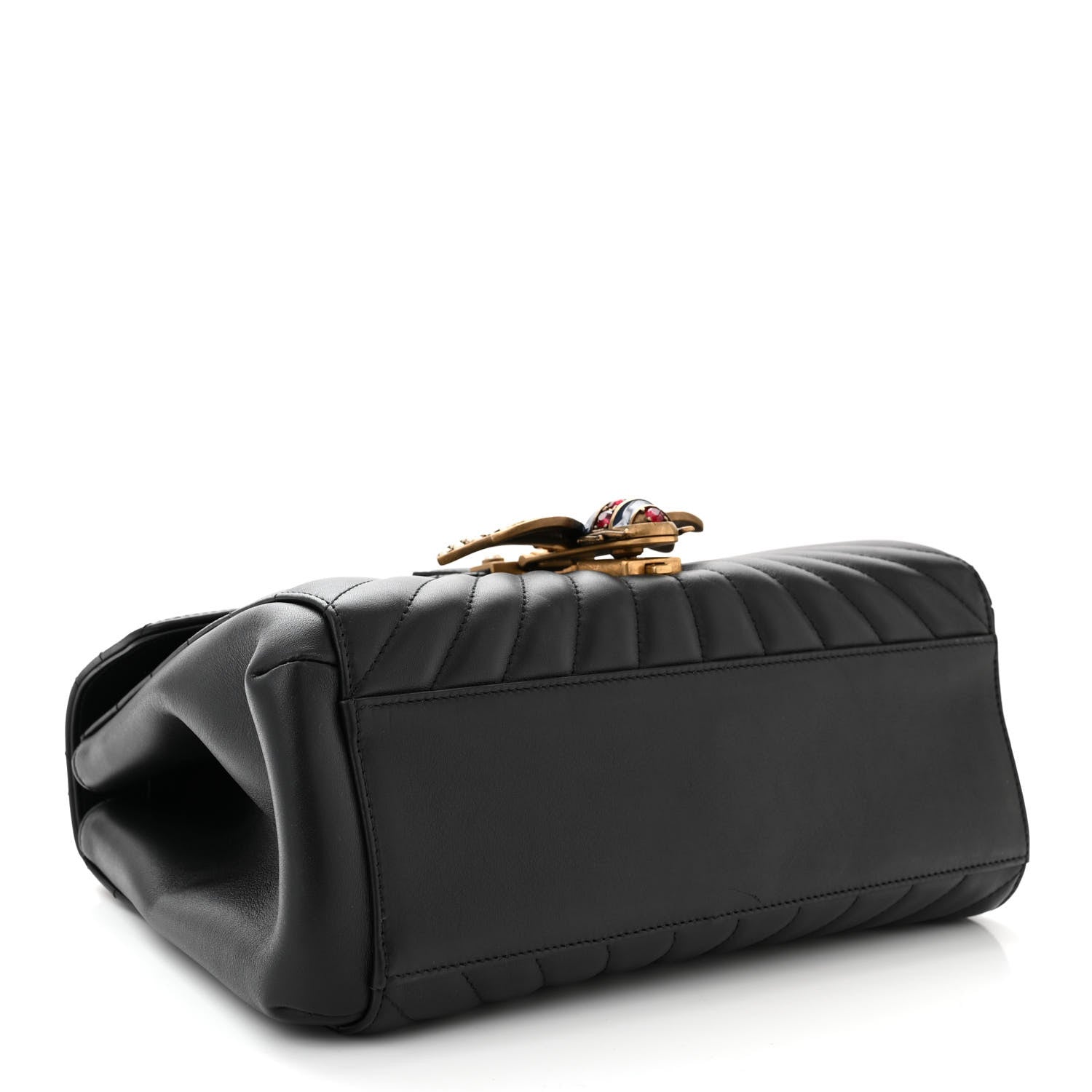 Gucci Calfskin Bamboo Trapuntata Queen Margaret Top Handle Bag Black 4 of 10