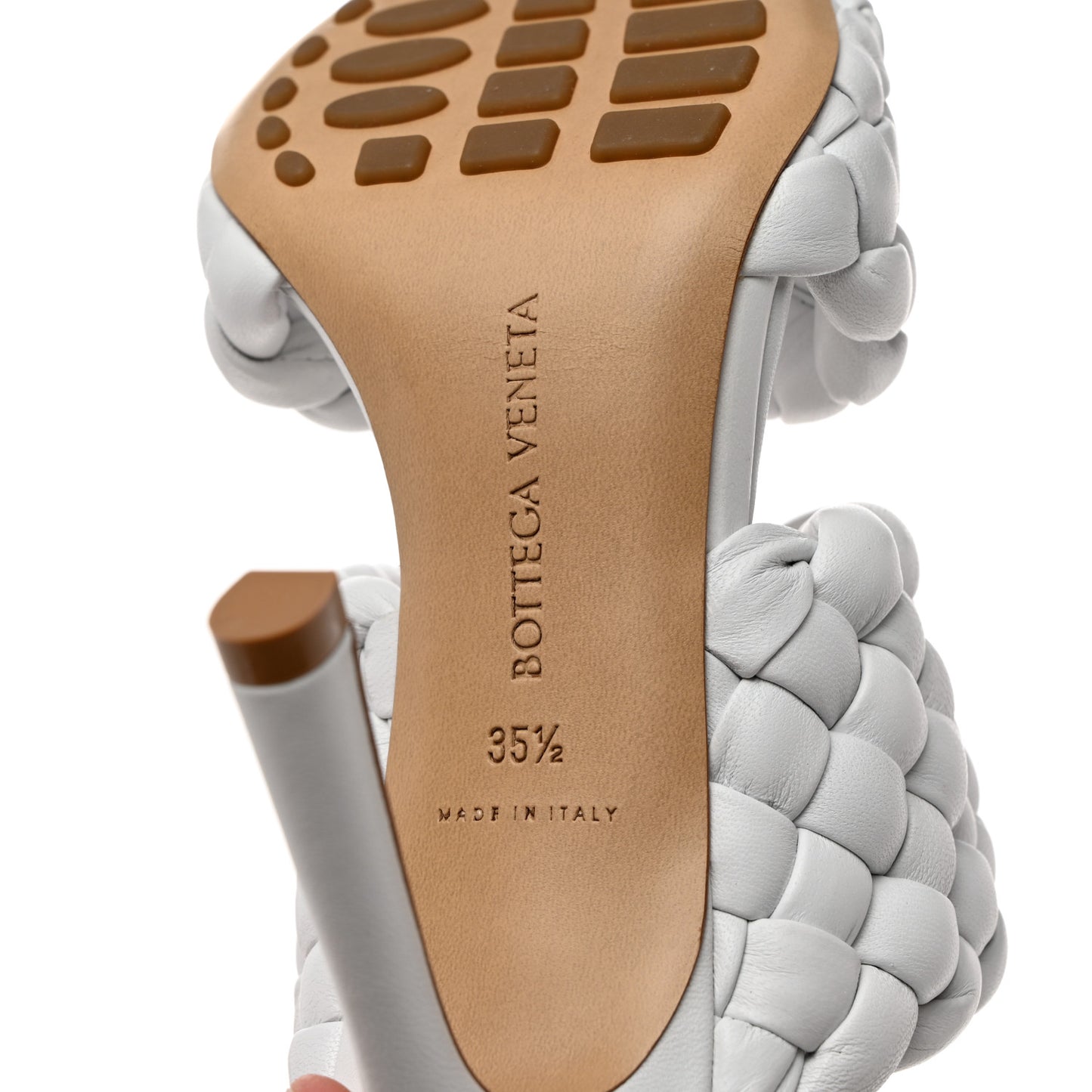 Nappa Twisted Padded Intrecciato Curve Slide Sandals 35.5 Optic White