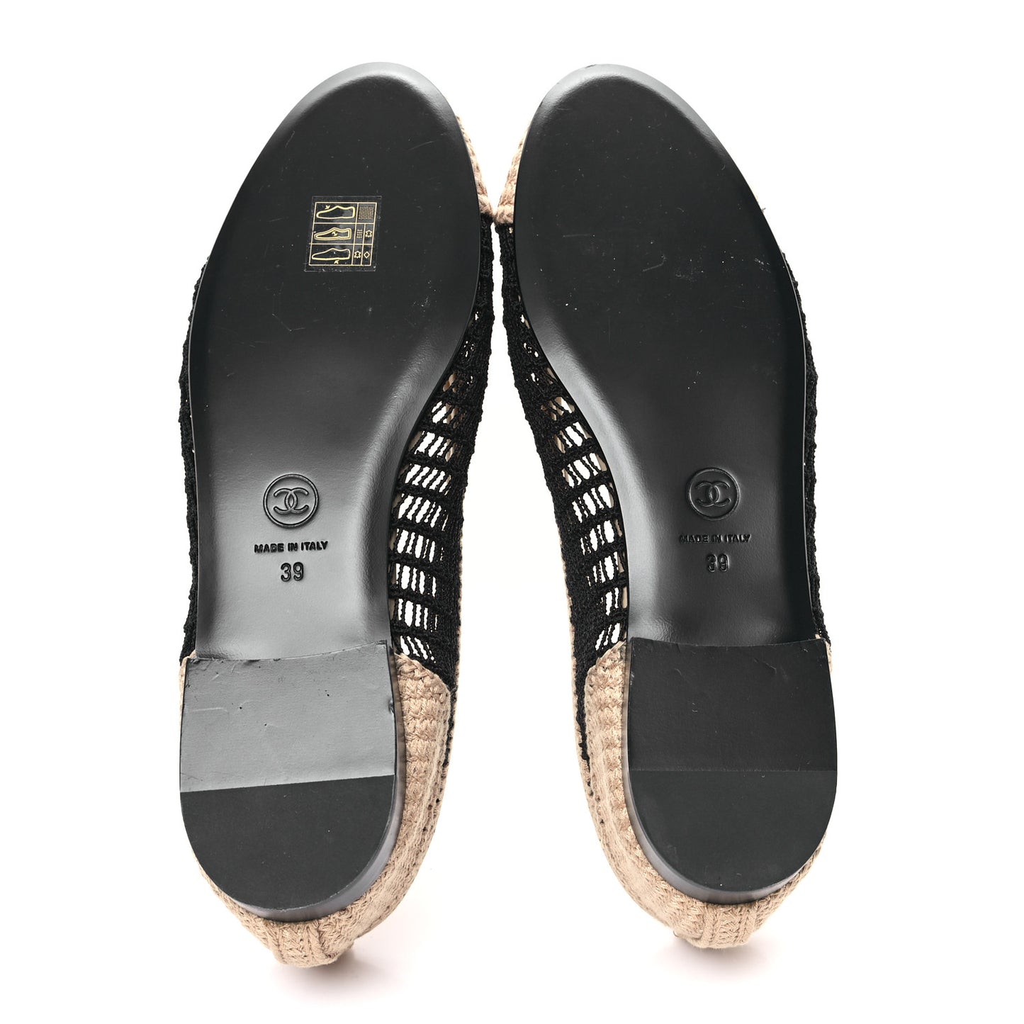 Raffia Cap Toe Ballerina Flats 39 Black Beige