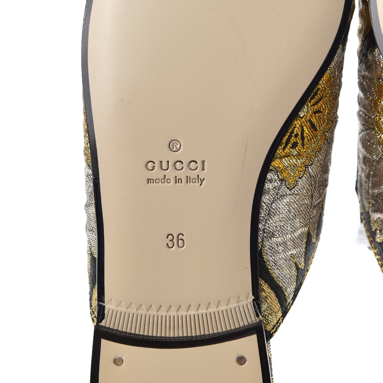 Gucci Jacquard Floral Womens Princetown Slippers 36 Oro Black 7 of 9