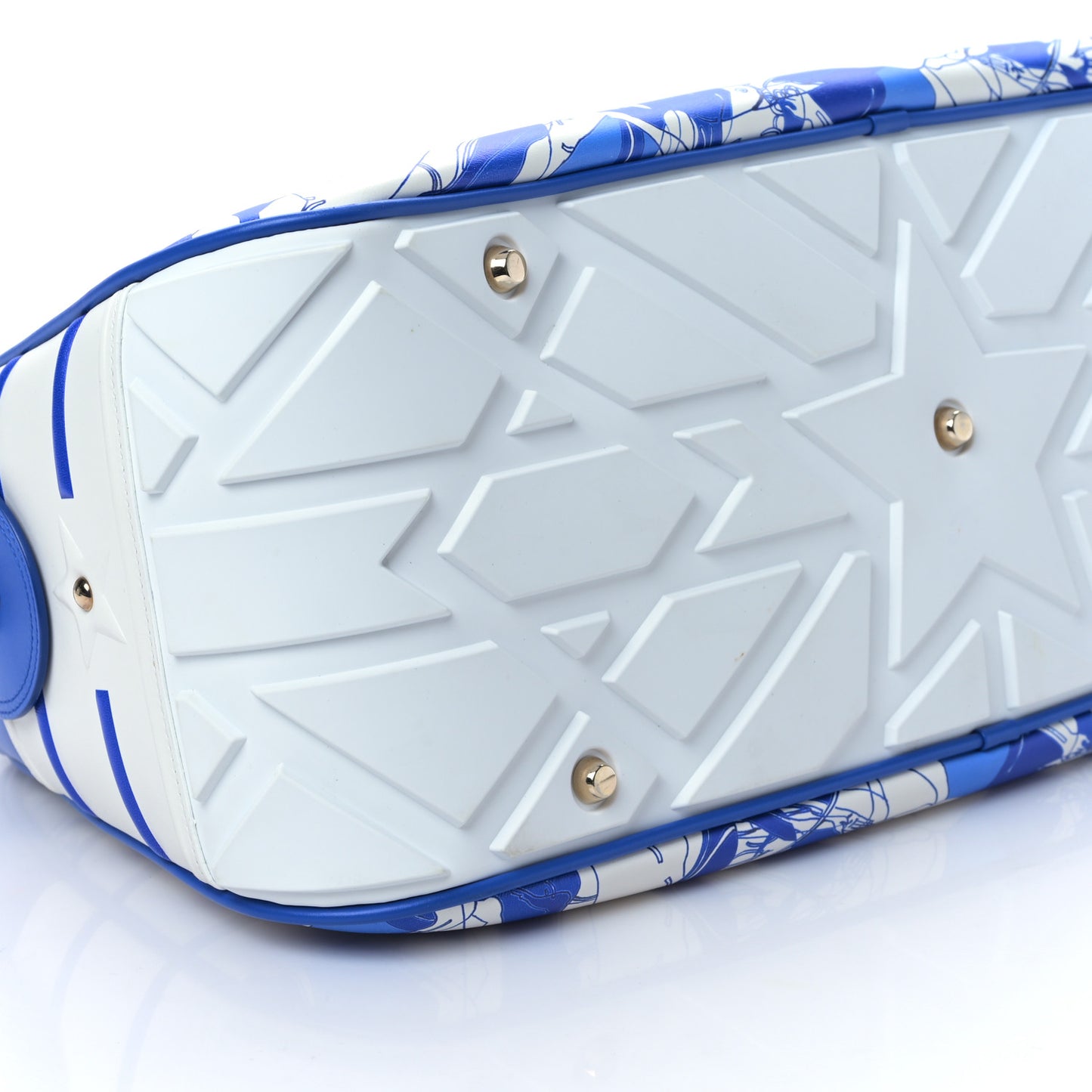 Calfskin Large Dior Vibe Zip Bowling Bag White Blue