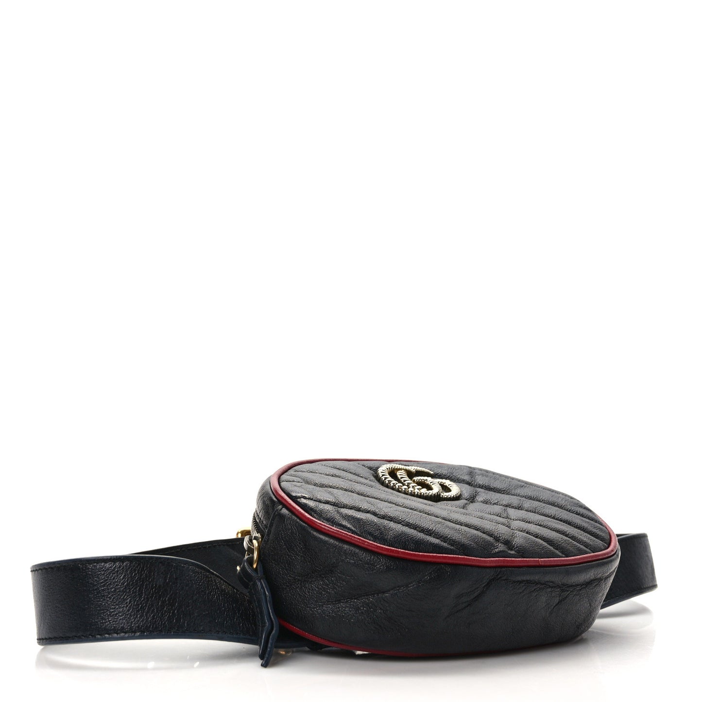 Azalea Calfskin Matelasse Diagonal Torchon GG Marmont Belt Bag 85 34 Black Romantic Cerise