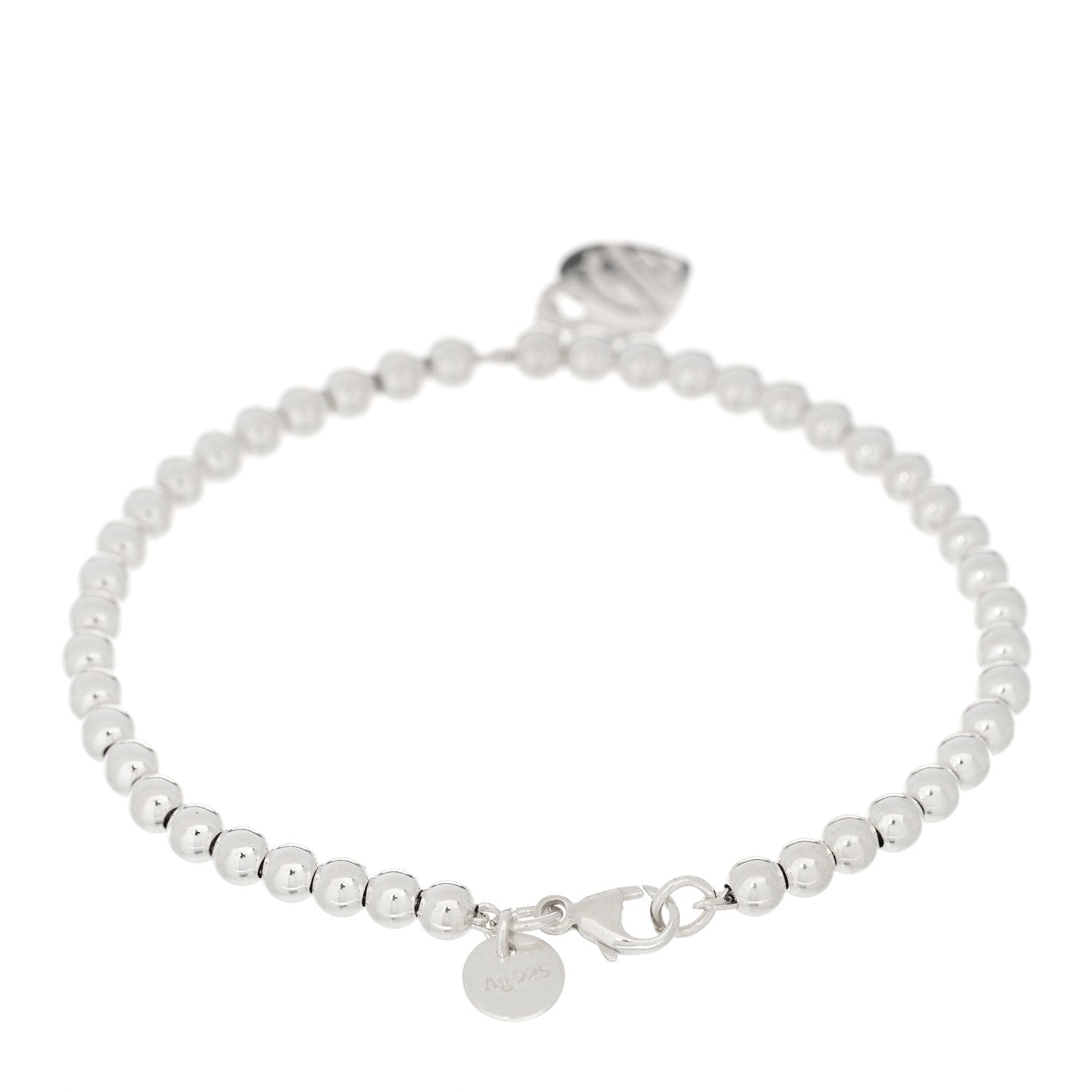 Tiffany Sterling Silver Enamel 4mm Return To Tiffany Heart Tag Bead Bracelet Blue 2 of 5