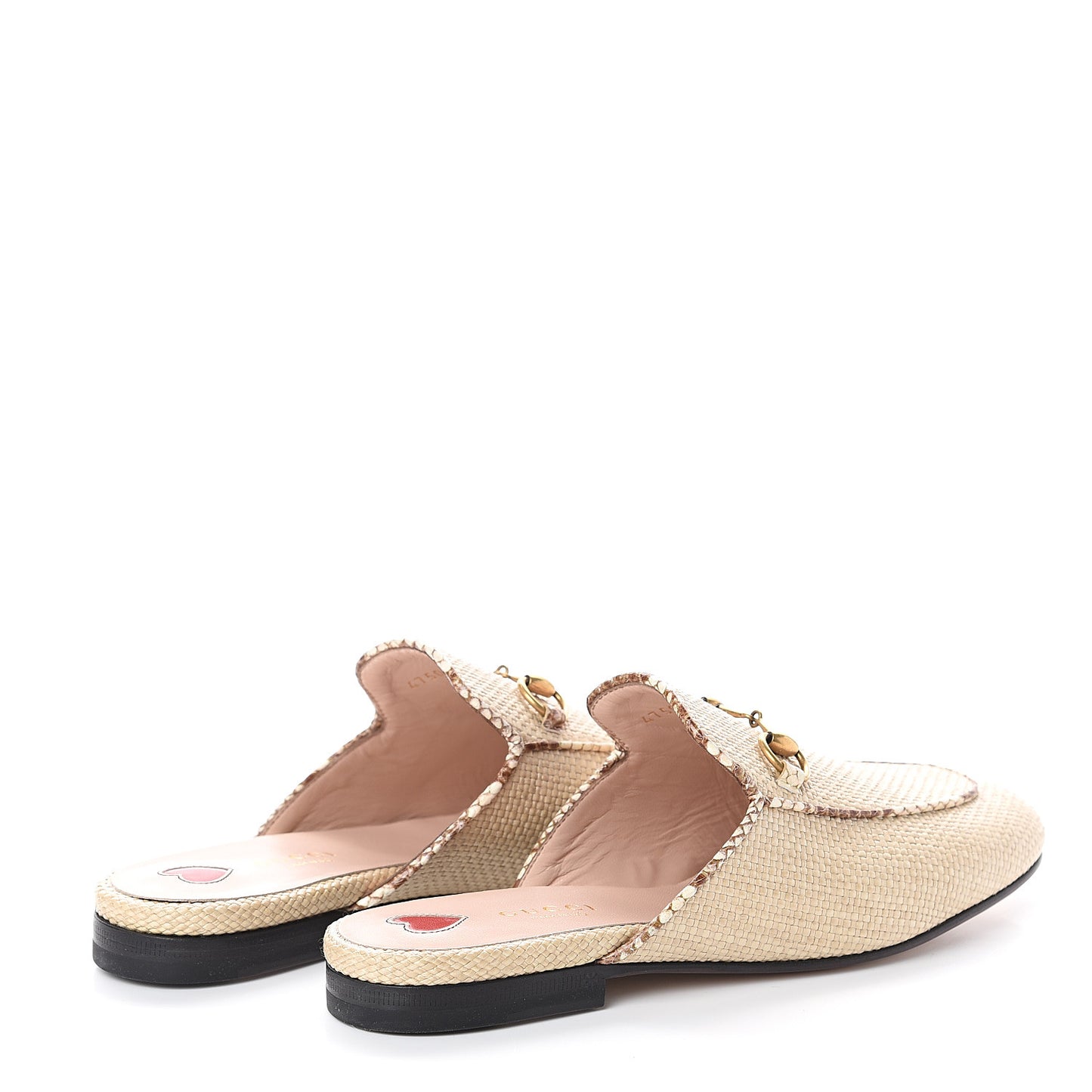 Straw Elaphe Womens Princetown Slippers 37 Natural Cream Brown