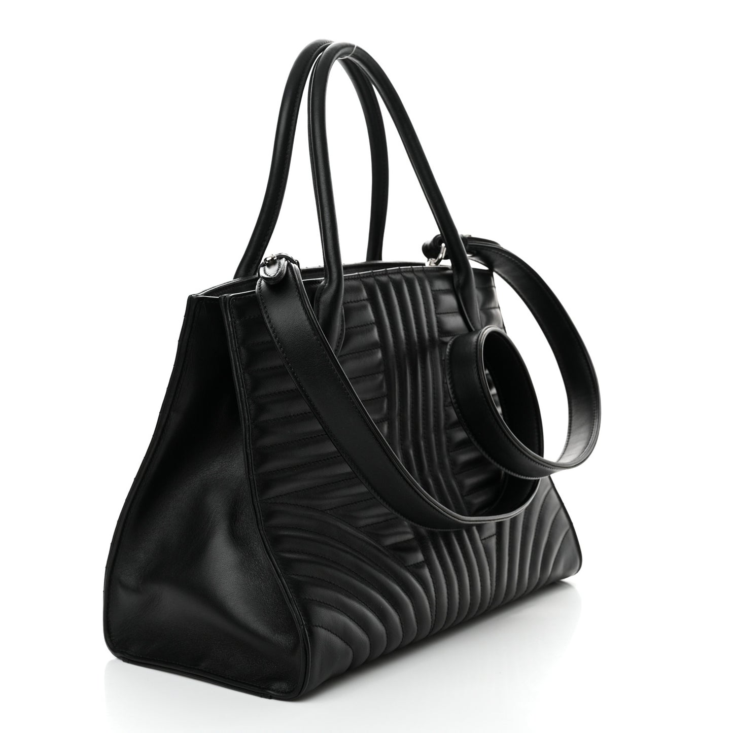 Soft Calfskin Impunture Diagramme Tote Black