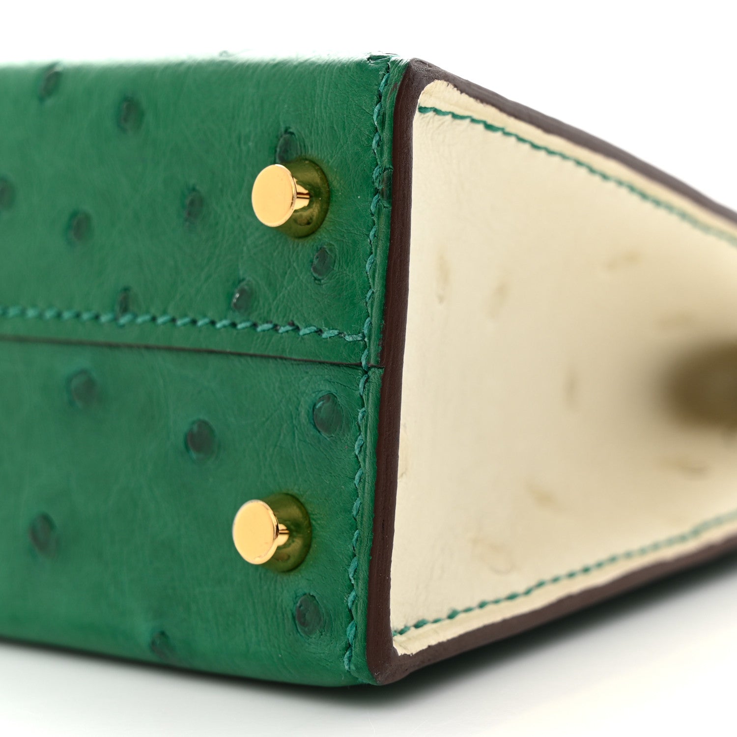 Hermes Ostrich Horseshoe Mini Kelly Sellier 20 Vert Vertigo Nata 10 of 11