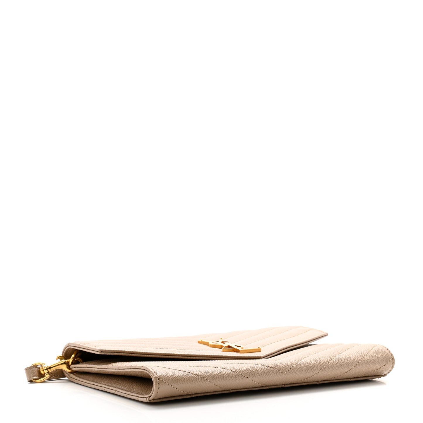 Grain De Poudre Matelasse Chevron Monogram Envelope Clutch Dark Beige