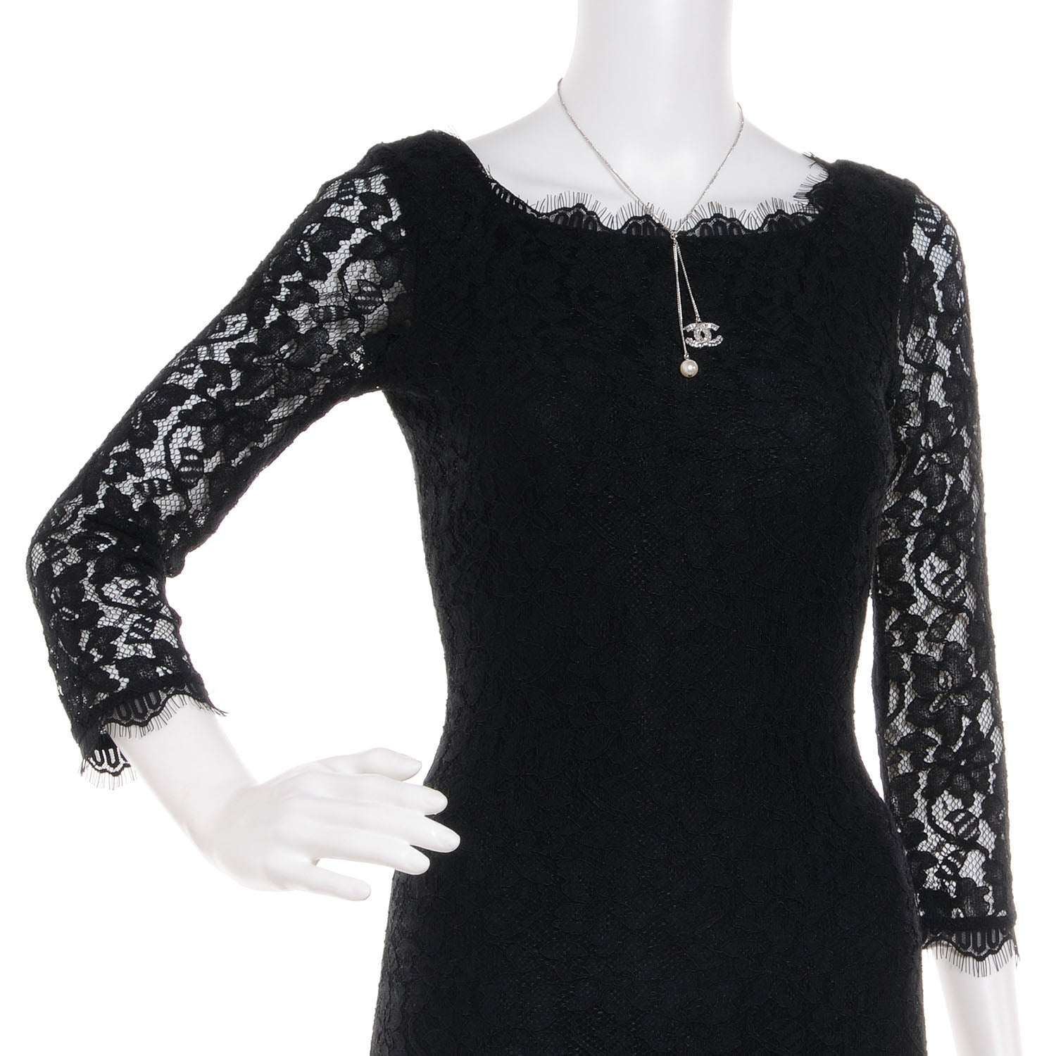 Chanel Baguette Crystal Pearl CC Lariat Necklace Silver 3 of 6