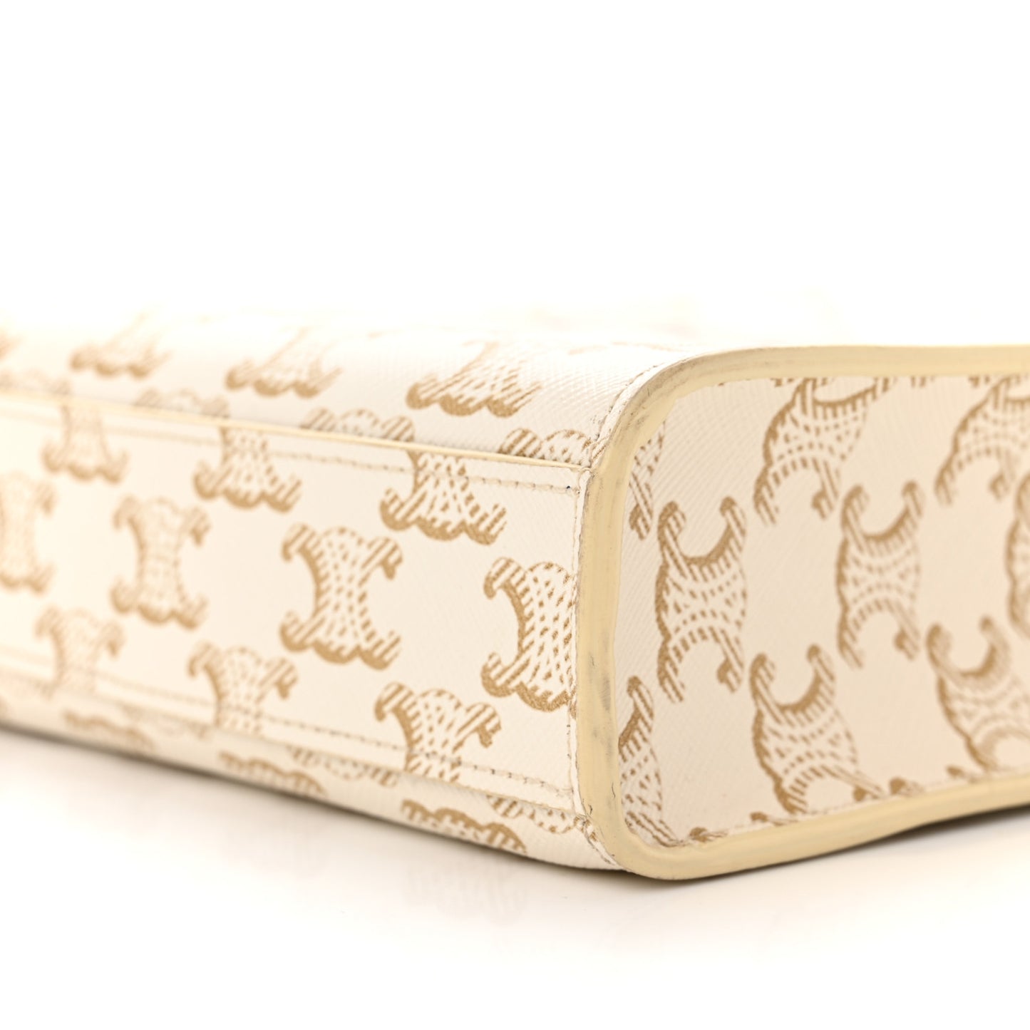 Triomphe Canvas Calfskin Mini Vertical Cabas White