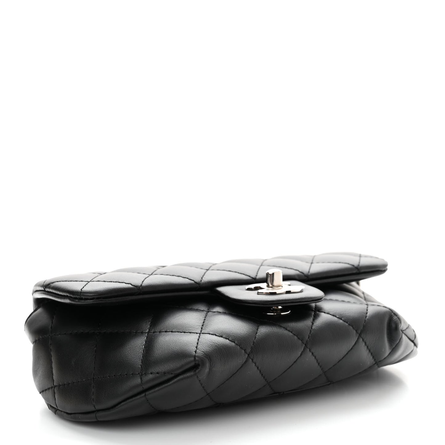 Calfskin Quilted CC Uniform Flap Belt Bag Black