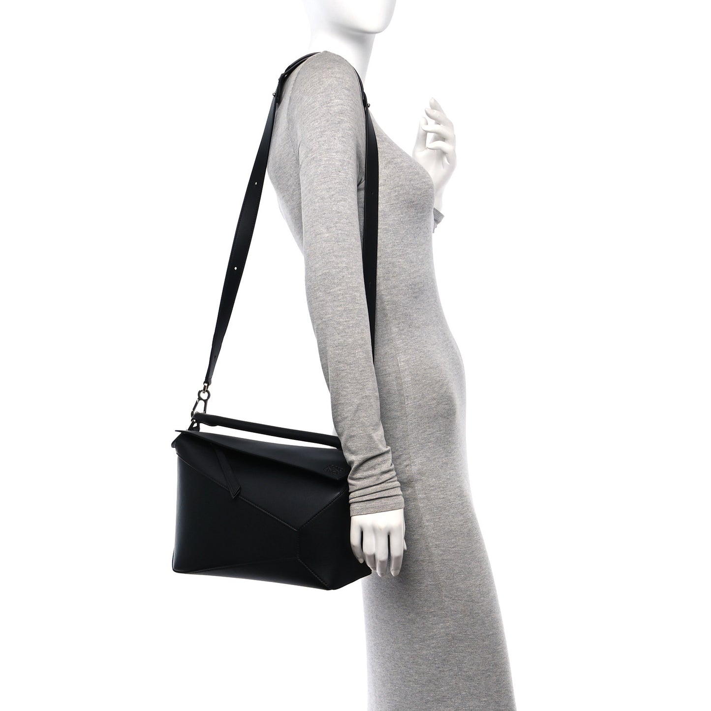 Calfskin Medium Puzzle Edge Bag Black