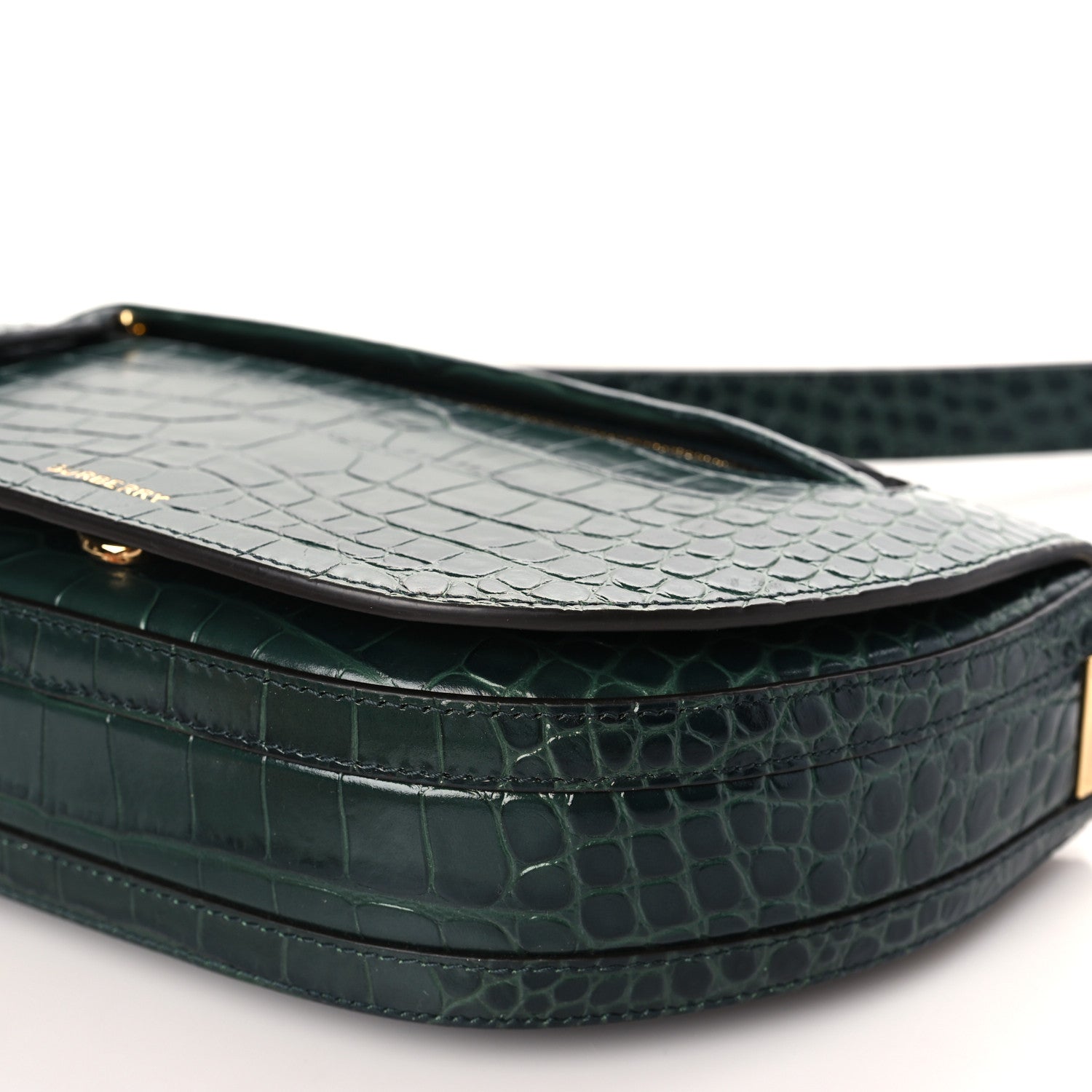 Burberry Croc Embossed Small Olympia Shoulder Bag Dark Green 8 of 8