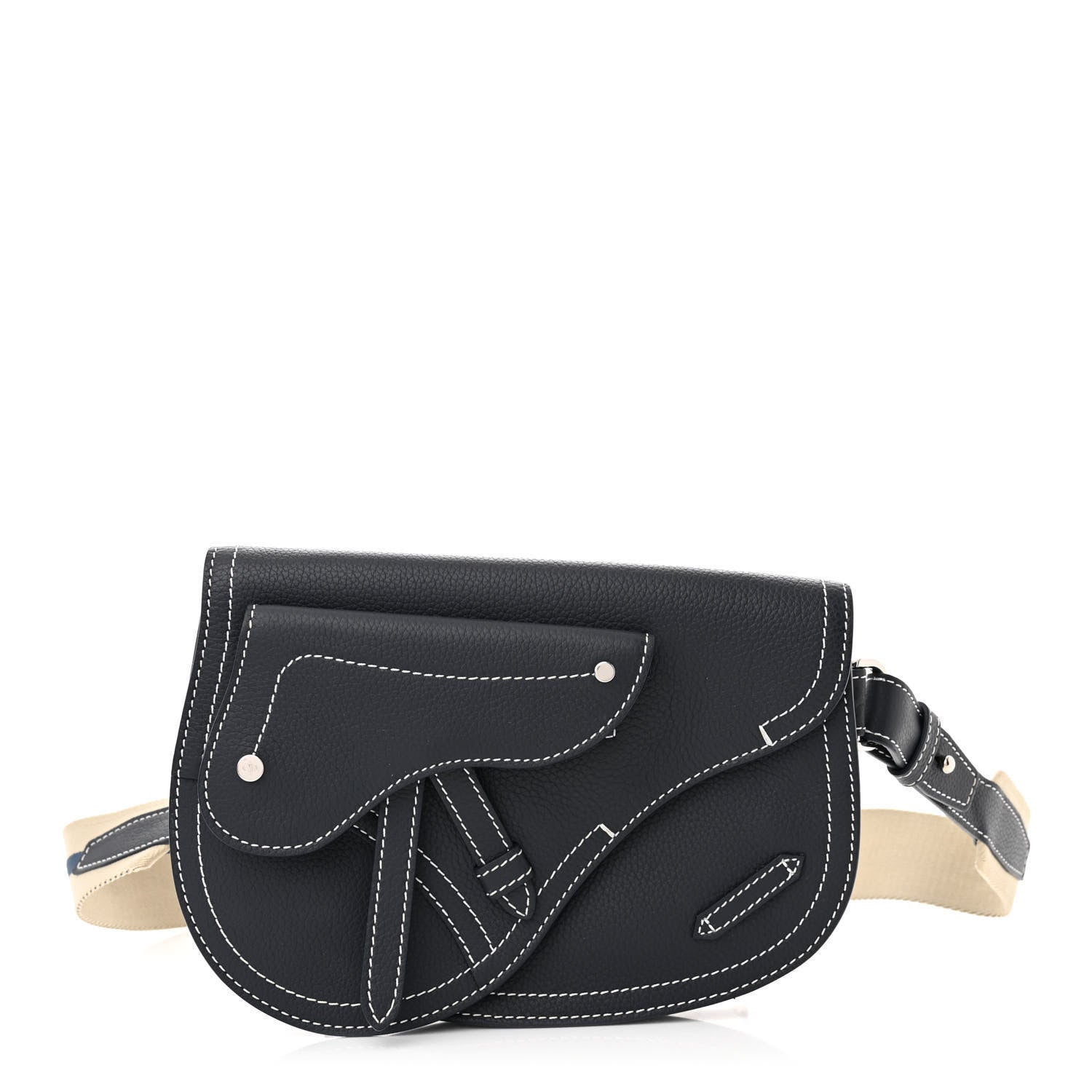 Christian Dior X KAWS Grained Calfskin Saddle Pouch Navy Blue 1 of 11