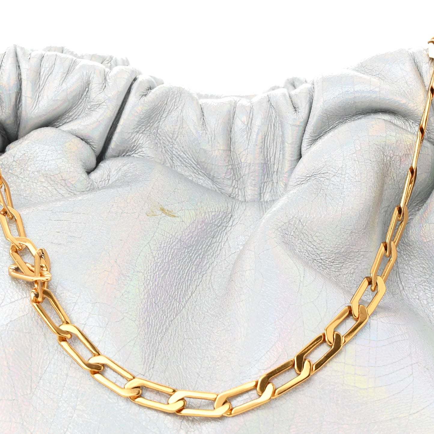Iridescent Calfskin Mini Cloud Chain Clutch Iride