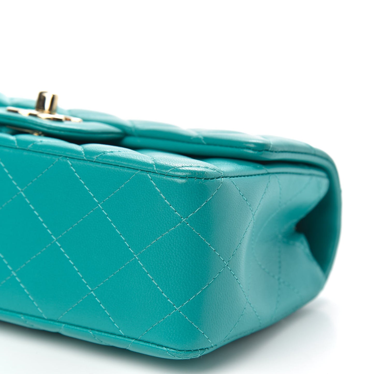Lambskin Quilted Mini Rectangular Flap Green