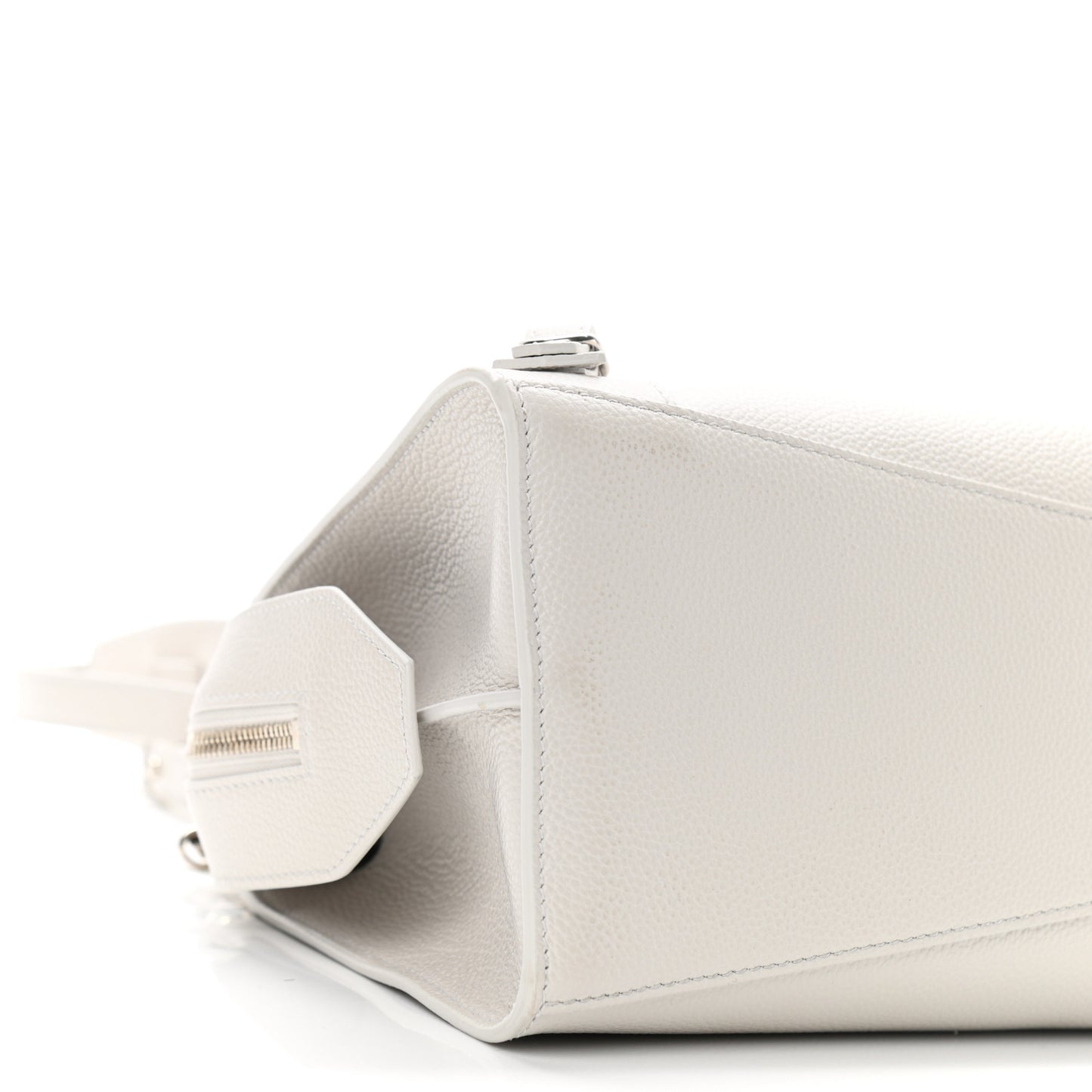 Grained Calfskin Neo Classic Silver Hardware S City Chalky White