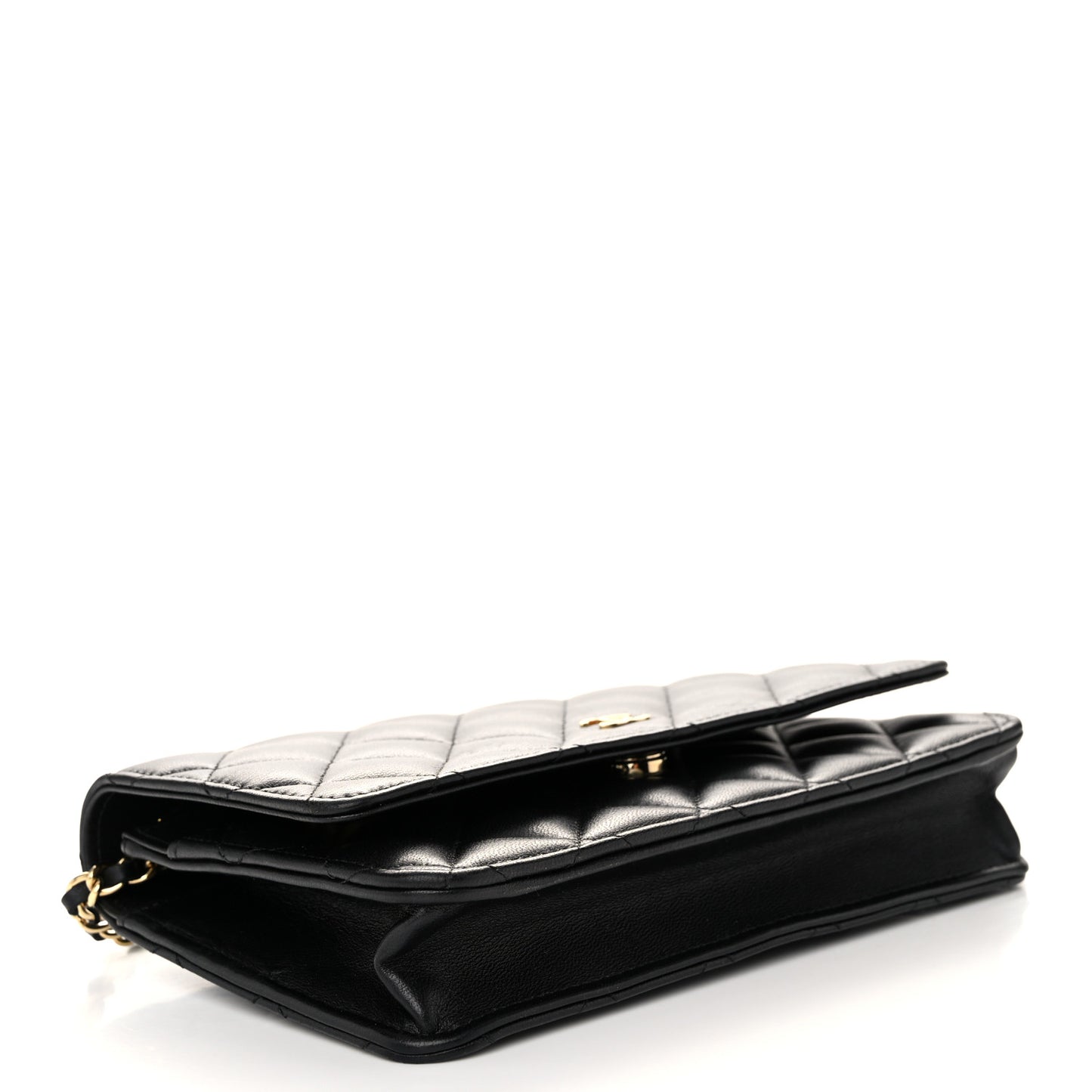 Lambskin Quilted Wallet On Chain WOC Black