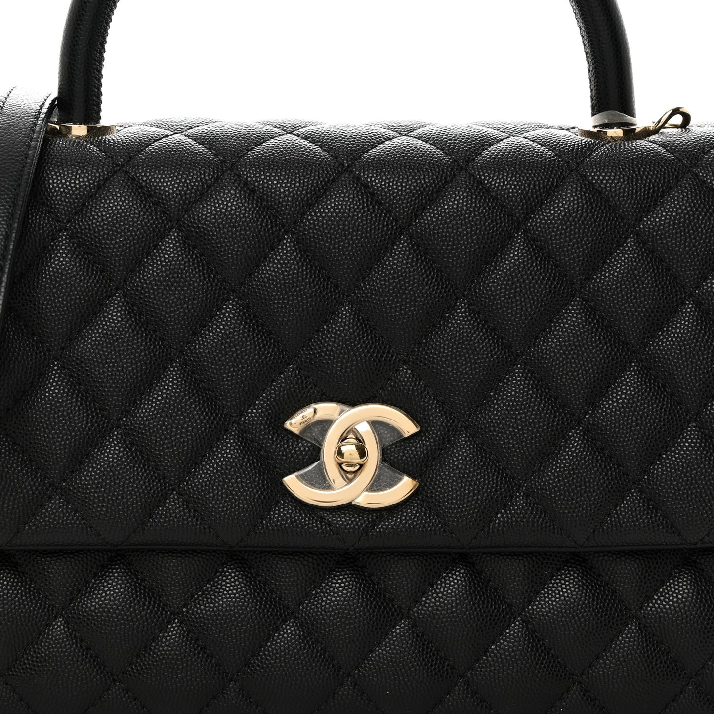 Caviar Quilted Small Coco Handle Flap Black