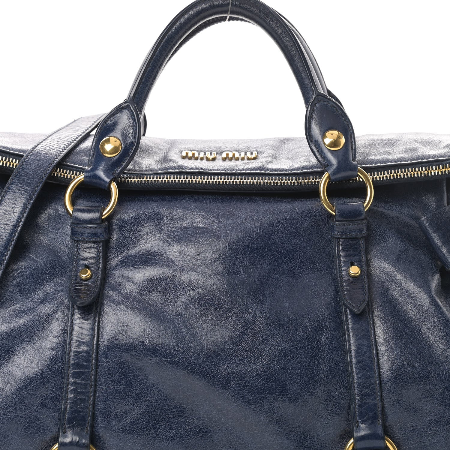 Miu Miu Vitello Lux Large Bow Bag Bleuette 7 of 9