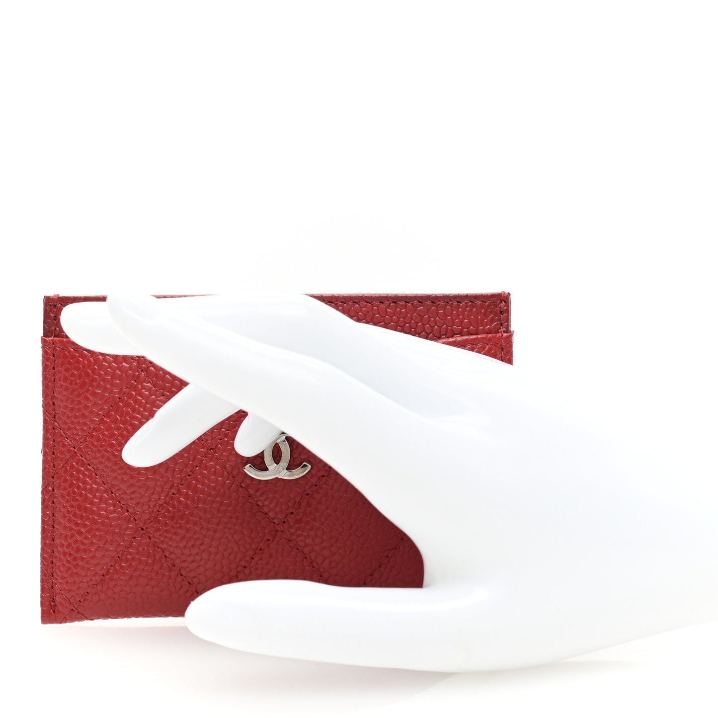 Caviar Quilted Card Holder Red