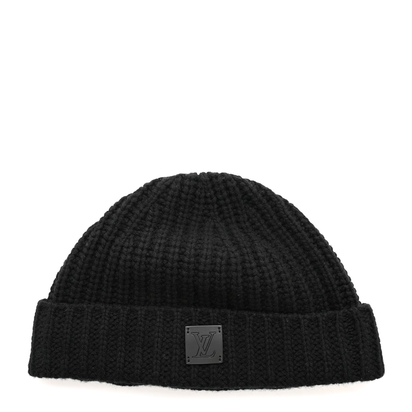 Cashmere Ribbed LV Knithead Bonnet Beanie Black
