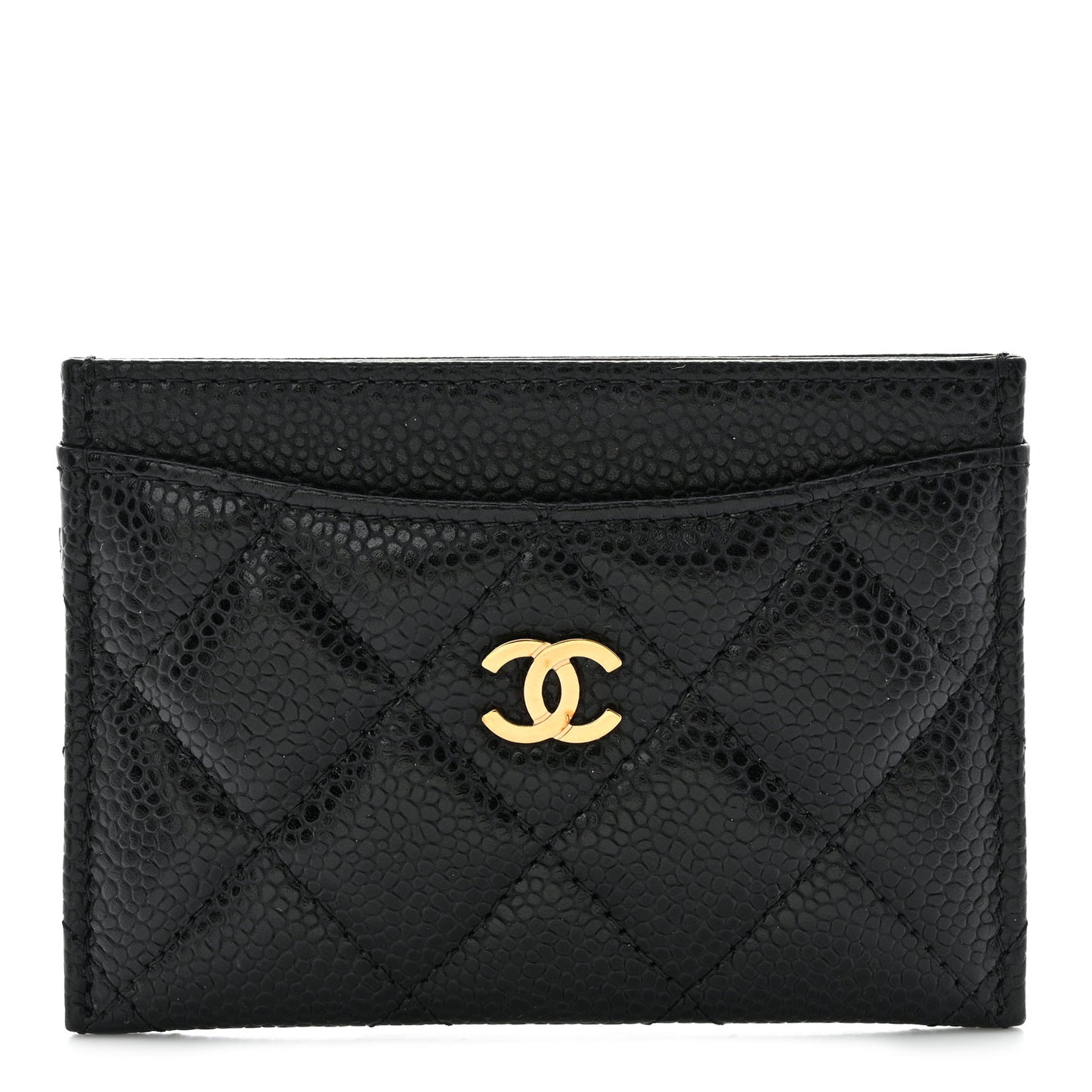 Caviar Quilted Card Holder Black