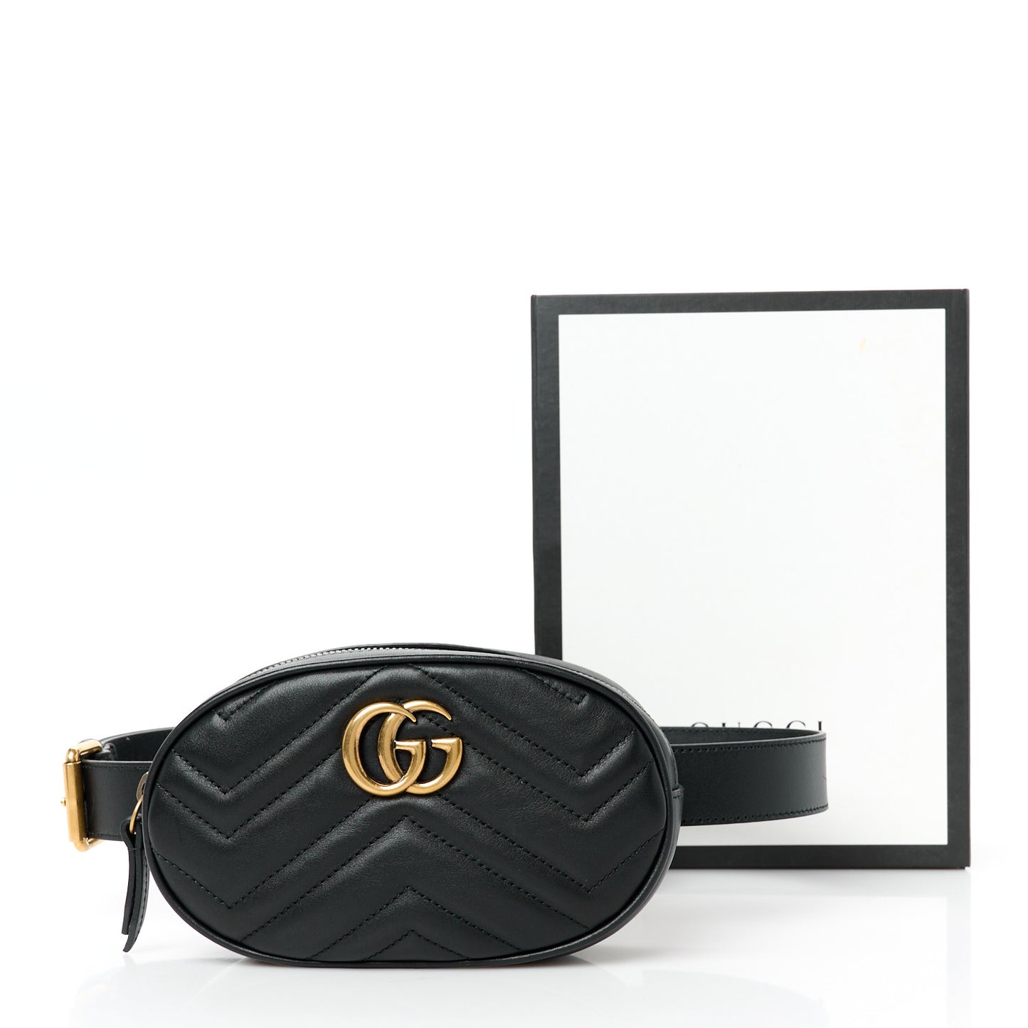 Calfskin Matelasse GG Marmont Belt Bag 85 34 Black