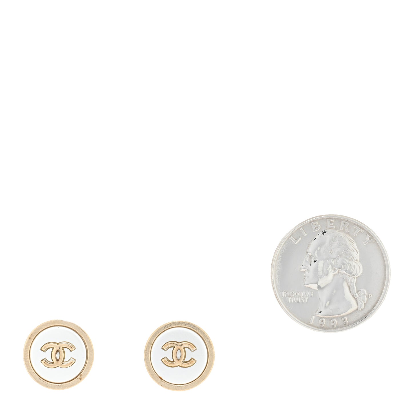 Pearl Coco Round Earrings Gold Pearly White