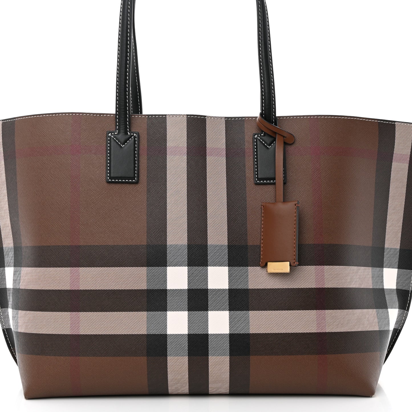 E-Canvas Check Medium Soft TB Tote Dark Birch Brown