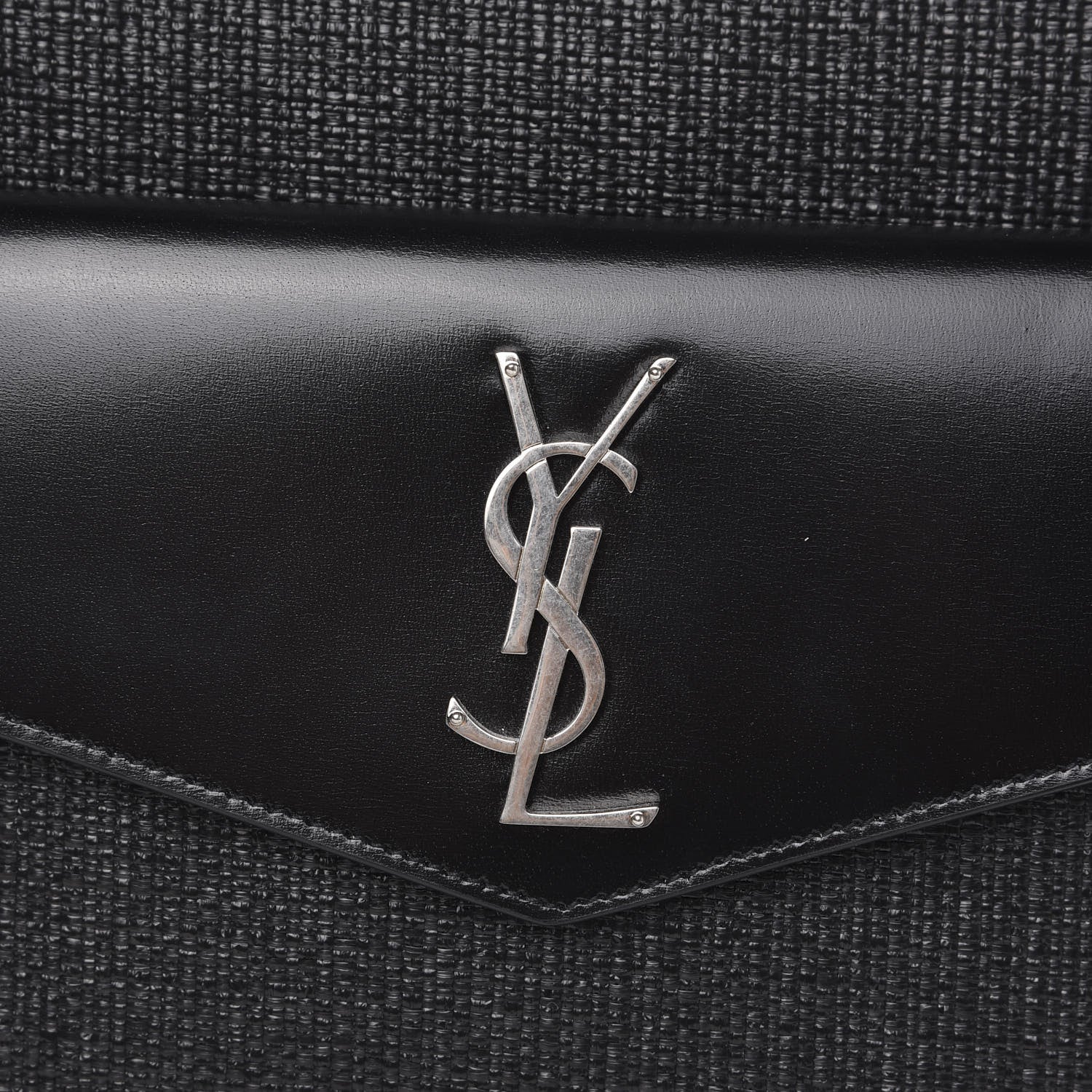 Saint Laurent Raffia Shiny Calfskin Large Uptown Tote Black 9 of 9