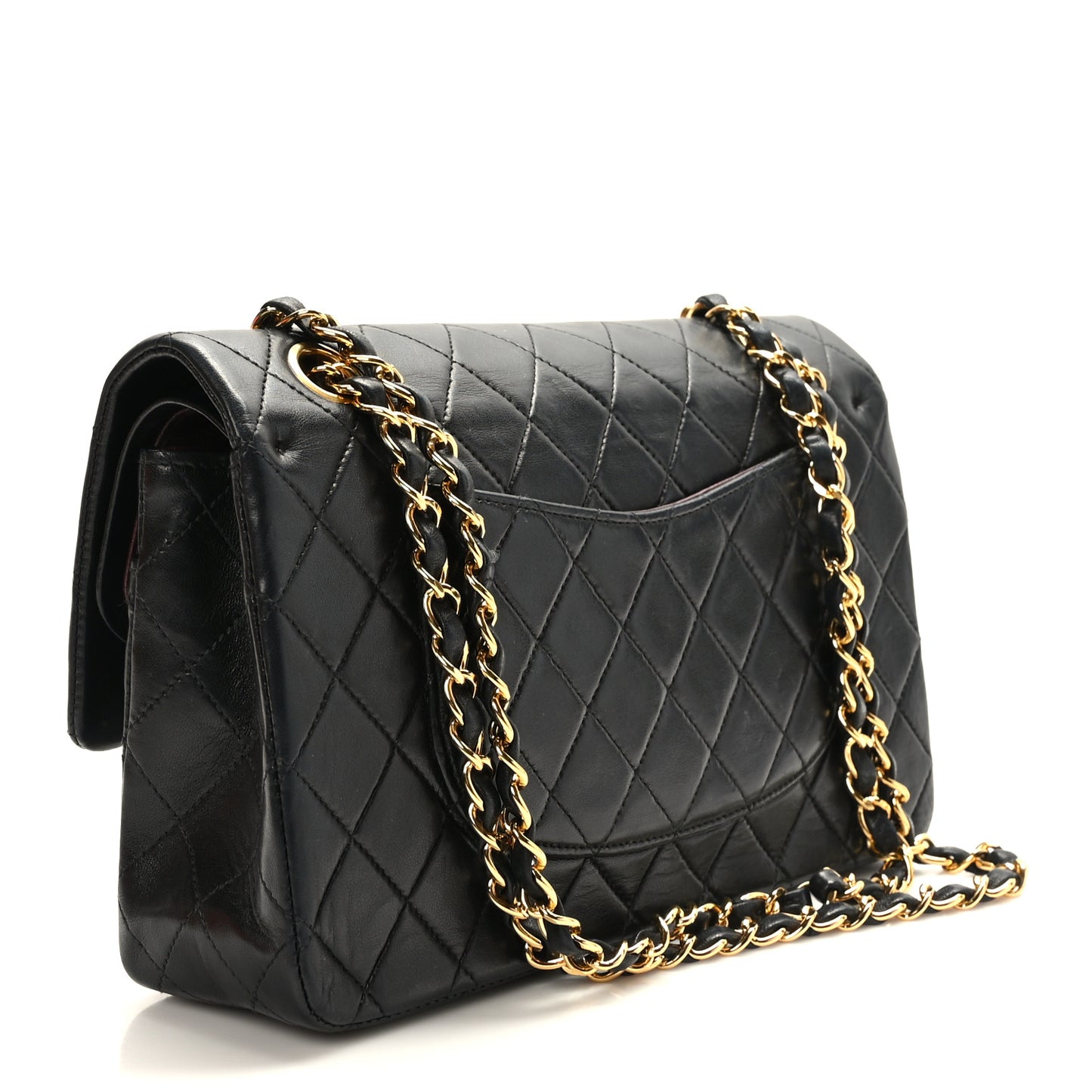 Lambskin Quilted Medium Double Flap Black