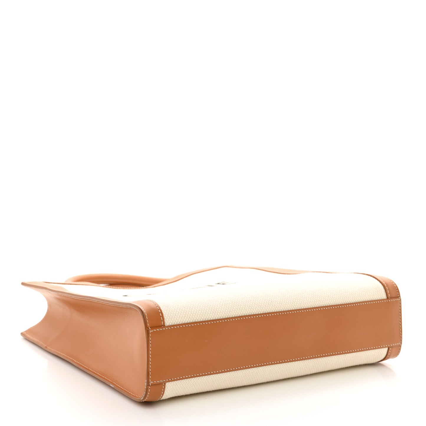 Canvas Calfskin Logo Print Small Vertical Cabas Natural Tan