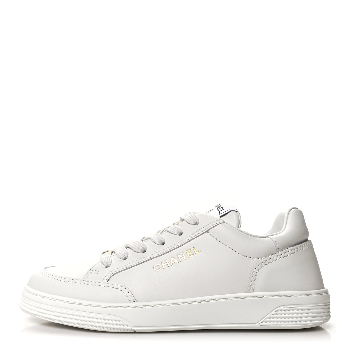 Calfskin Womens CC Logo Sneakers 37 White