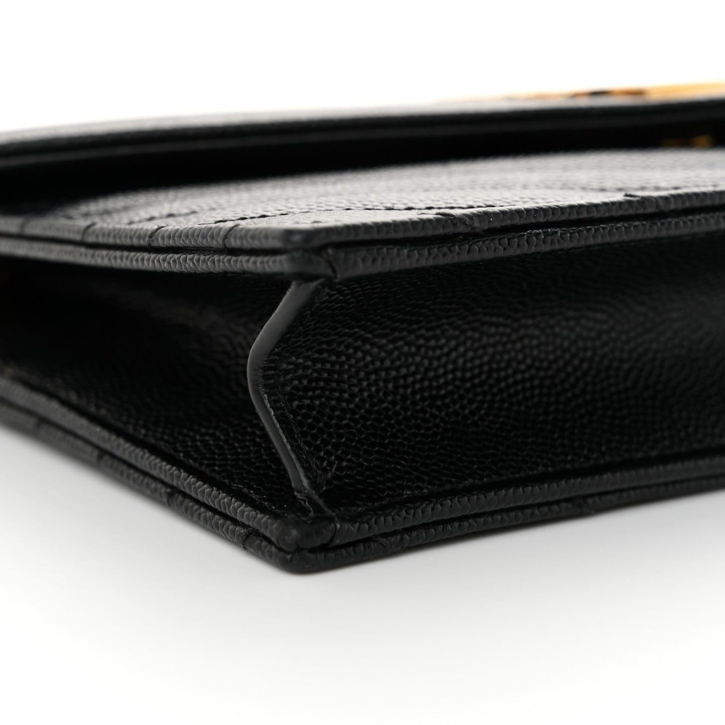 Grain De Poudre Matelasse Chevron Monogram Envelope Chain Wallet Black