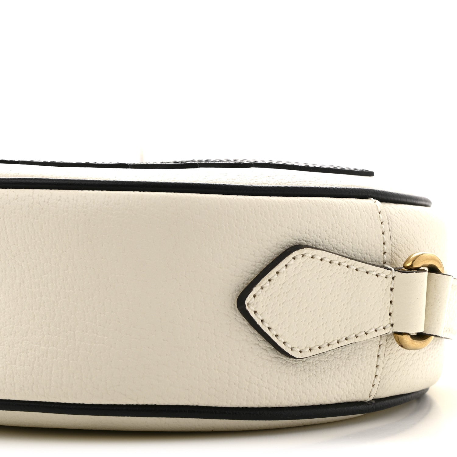 Gucci X ADIDAS Textured Dollar Calfskin Web Trefoil Logo Small Ophidia Round Shoulder Bag Off White Black 10 of 11