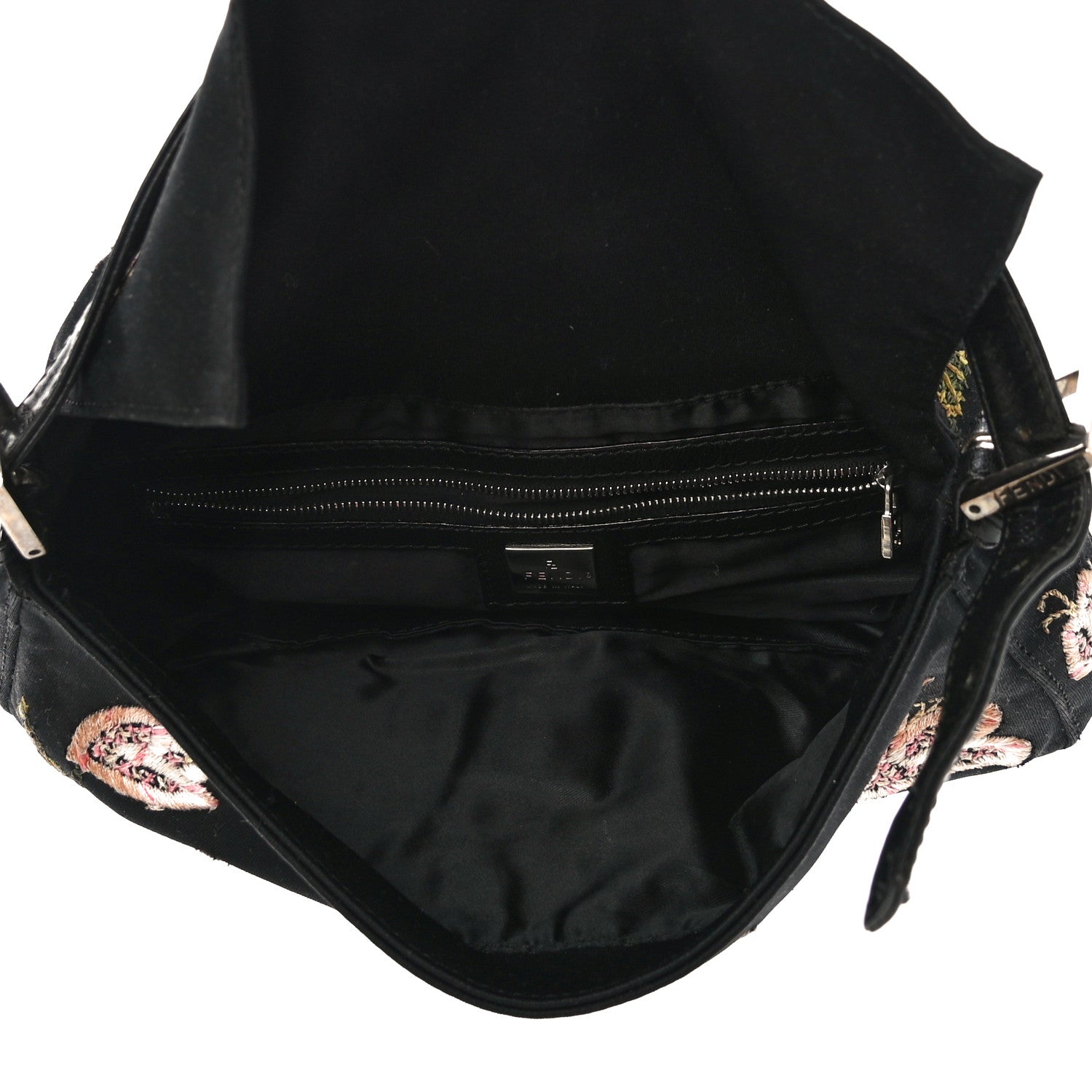 Fendi Denim Embroidered Baguette Blue Multicolor 5 of 9