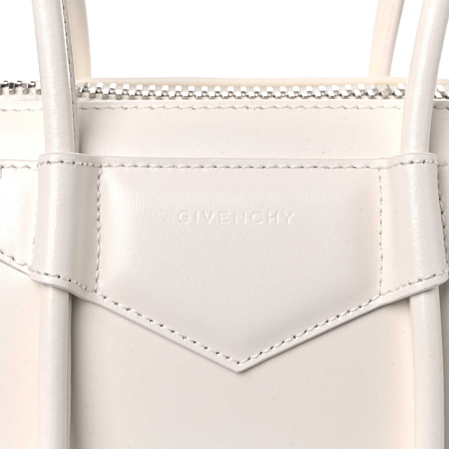Box Calfskin Mini Lock Antigona Shoulder Bag White