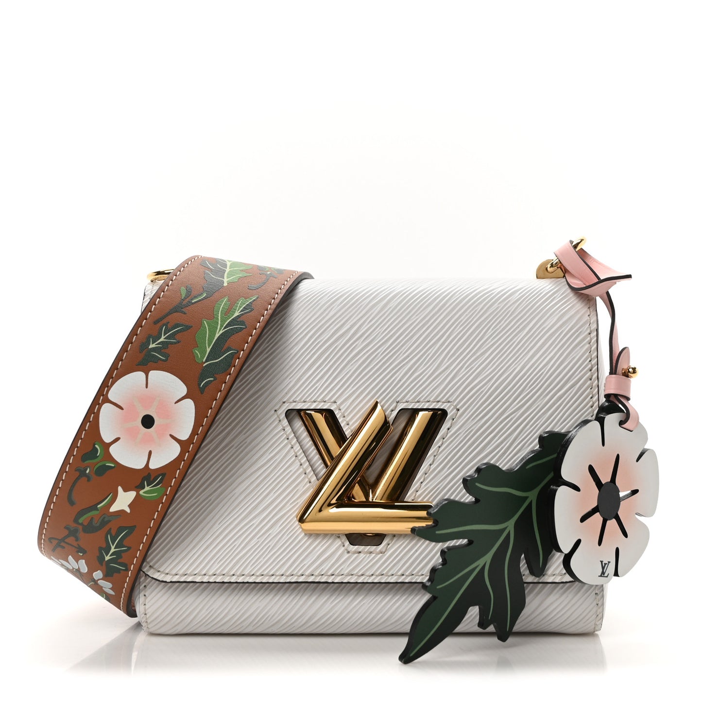 Epi Asnieres Flowers Twist Shoulder Bag PM White