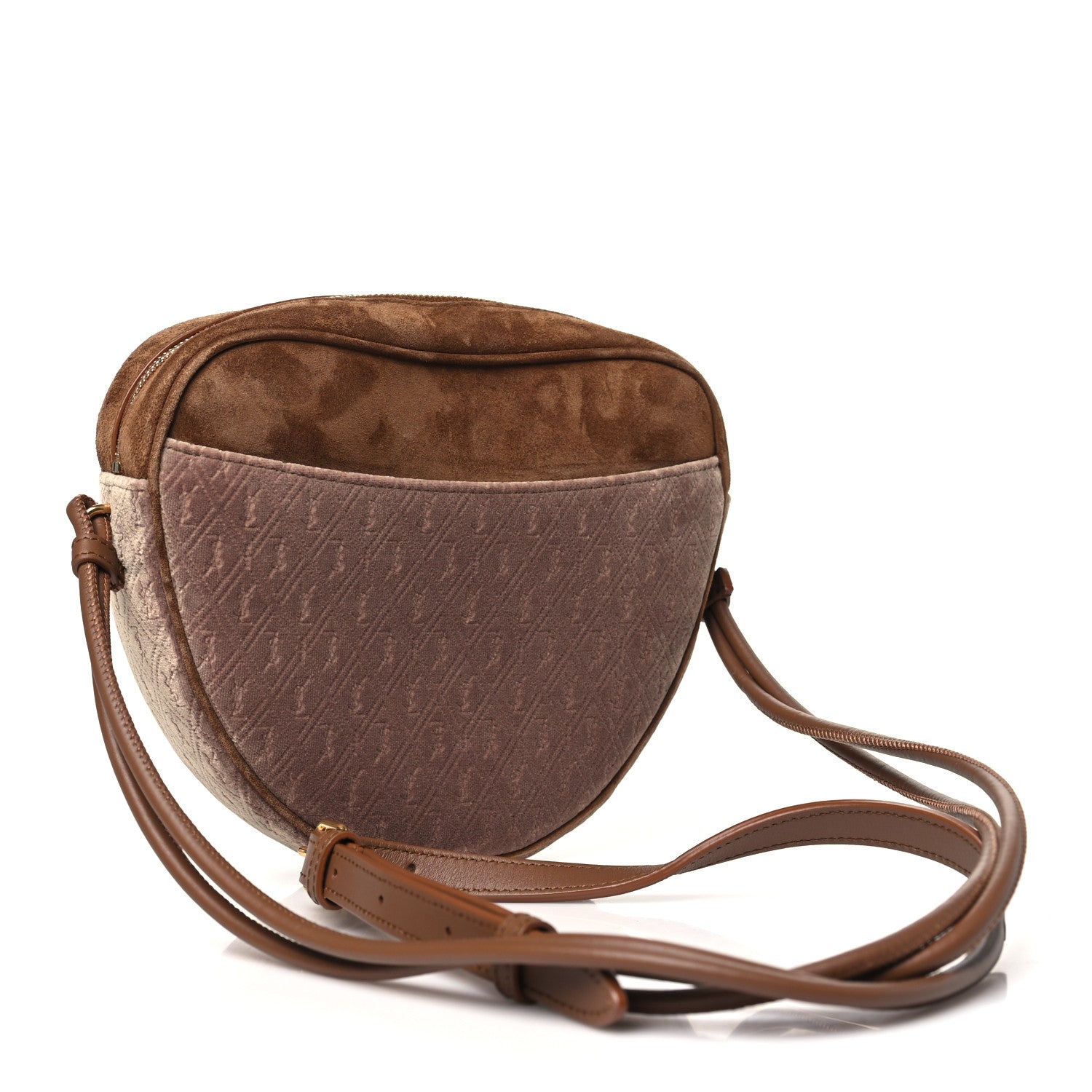 Saint Laurent Velvet Suede Le Monogramme Coeur Crossbody Brown 3 of 10