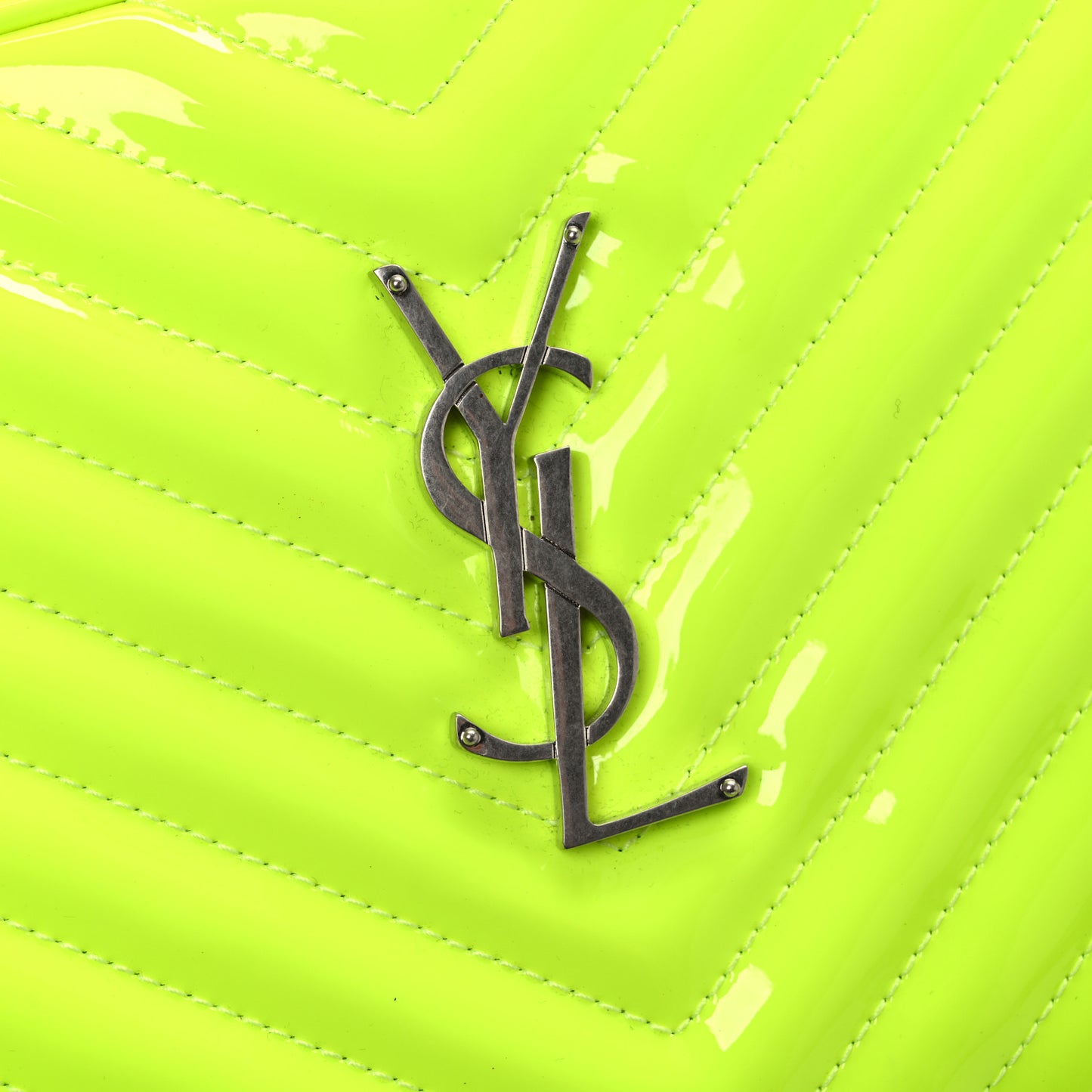 Patent Calfskin Matelasse Monogram Lou Camera Bag Neon Yellow