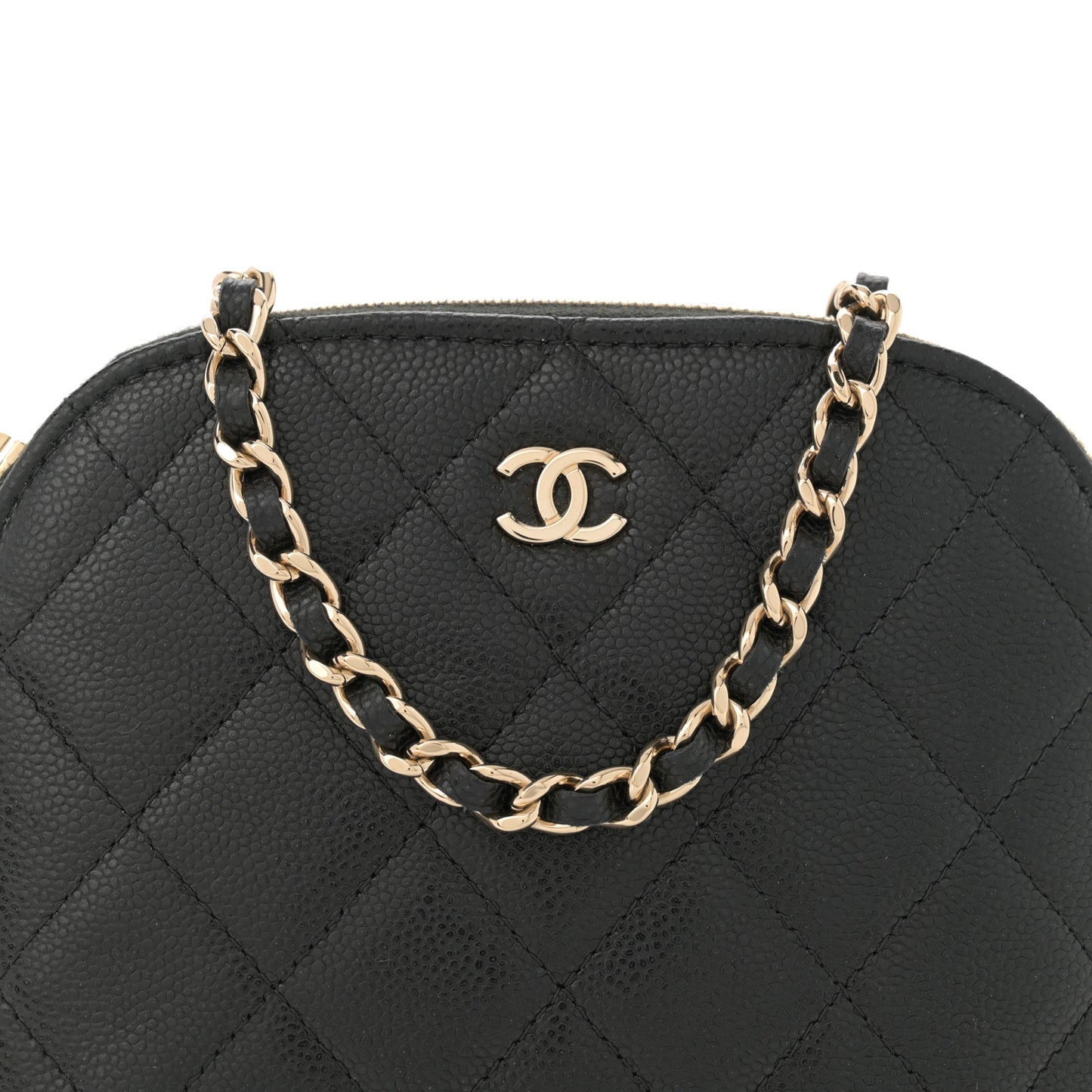 Caviar Quilted Classic Clutch With Chain Black