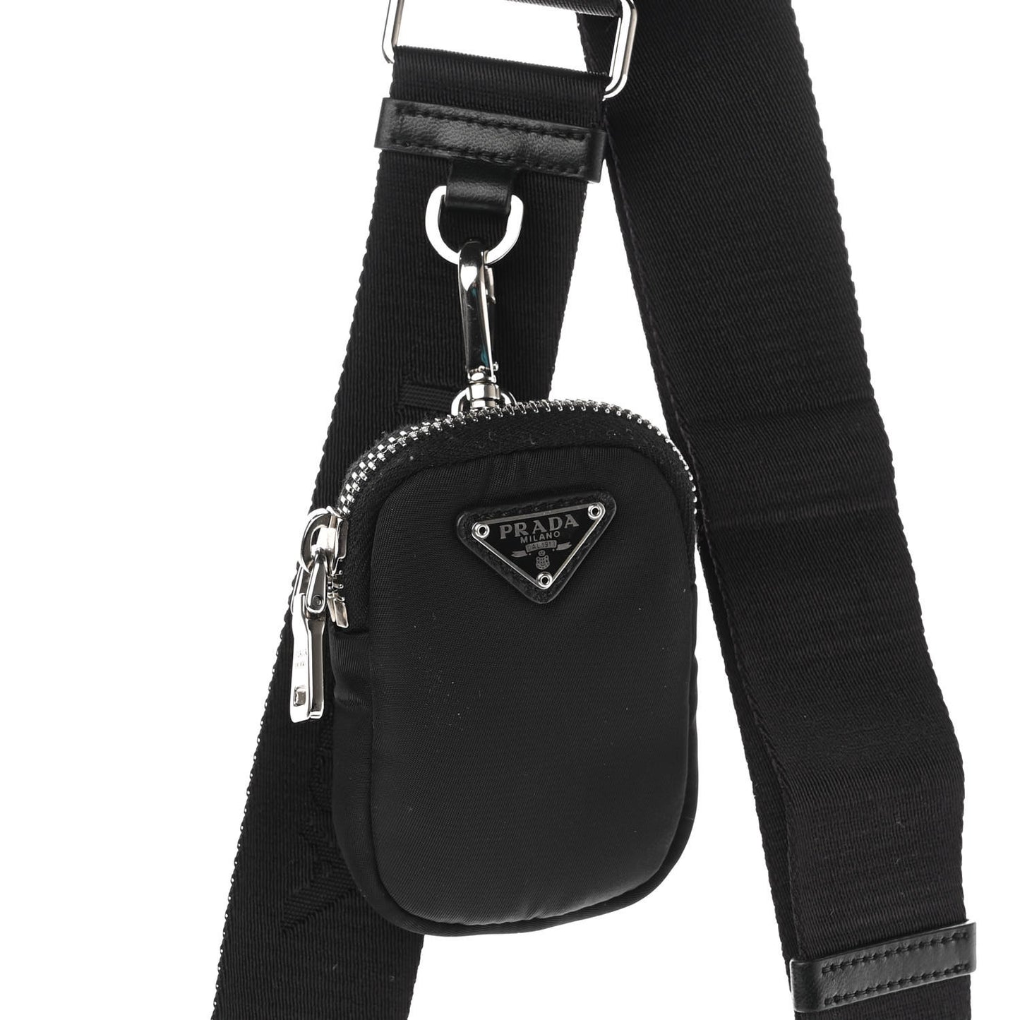 Re-Nylon Triangle Padded Patchwork Shoulder Bag Black
