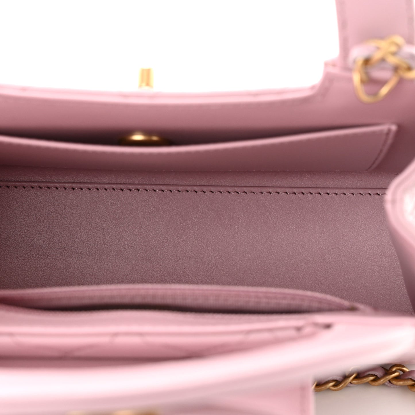 Shiny Aged Calfskin Quilted Nano Kelly Shopper Pink