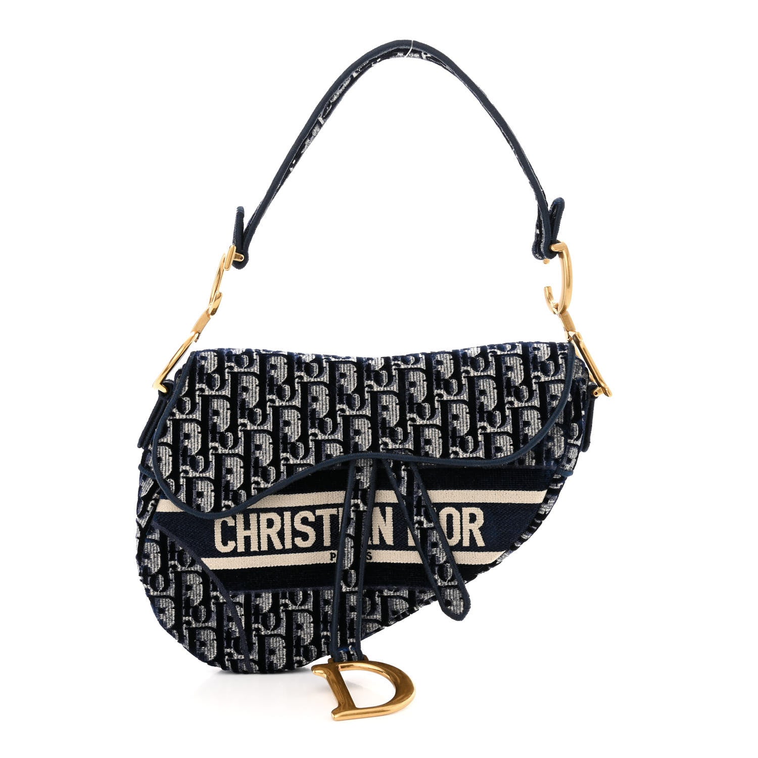 Christian Dior Velvet Oblique Saddle Bag Blue 1 of 10