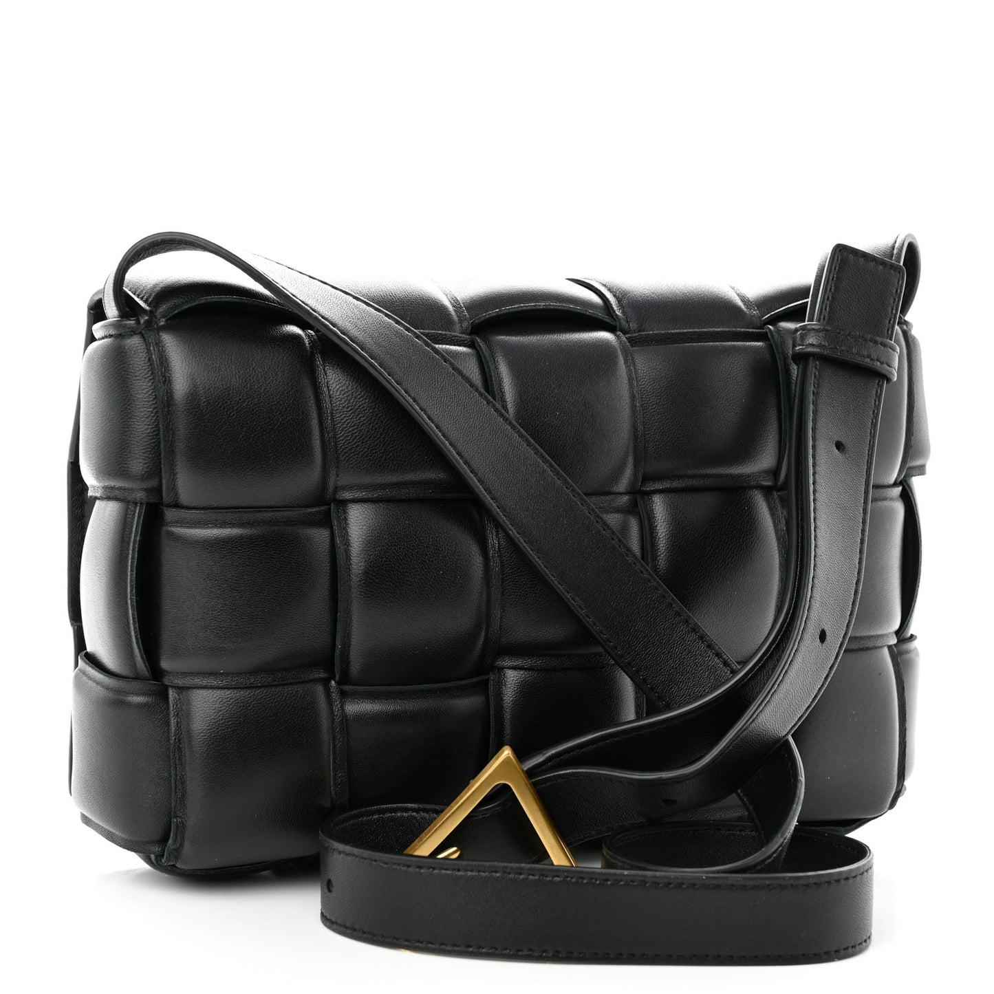 Nappa Maxi Intreccio Padded Cassette Crossbody Bag Black